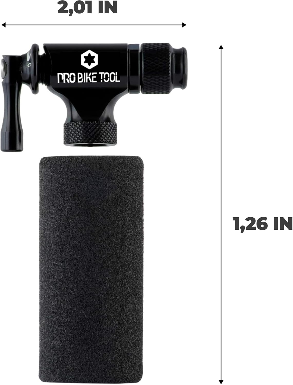 Pro Bike Tool CO2 Inflator Quick & Easy – Presta & Schrader Valve Compatible – Bicycle Tyre Pump for Road & Mountain Bikes – Insulated Sleeve – No CO2 Cartridges Included