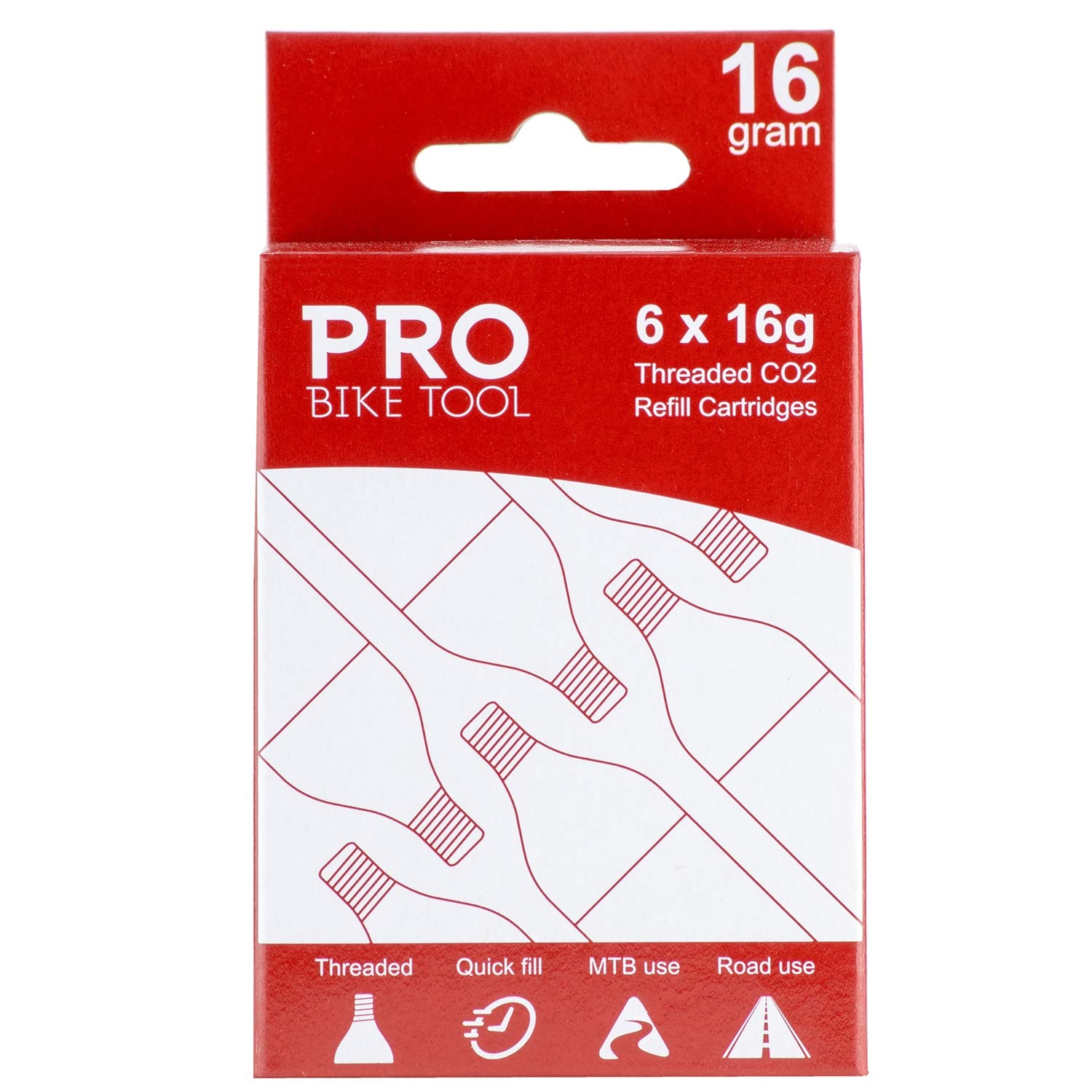 16g Threaded CO2 Cartridges, 6 Pack – for All CO2 Bike Tire Inflators with Threaded Connection – Quick Air Refill for Bicycle Tires – Cartridge for CO2 Pump – Road or MTB Bikes (16g Threaded 6 Pack)