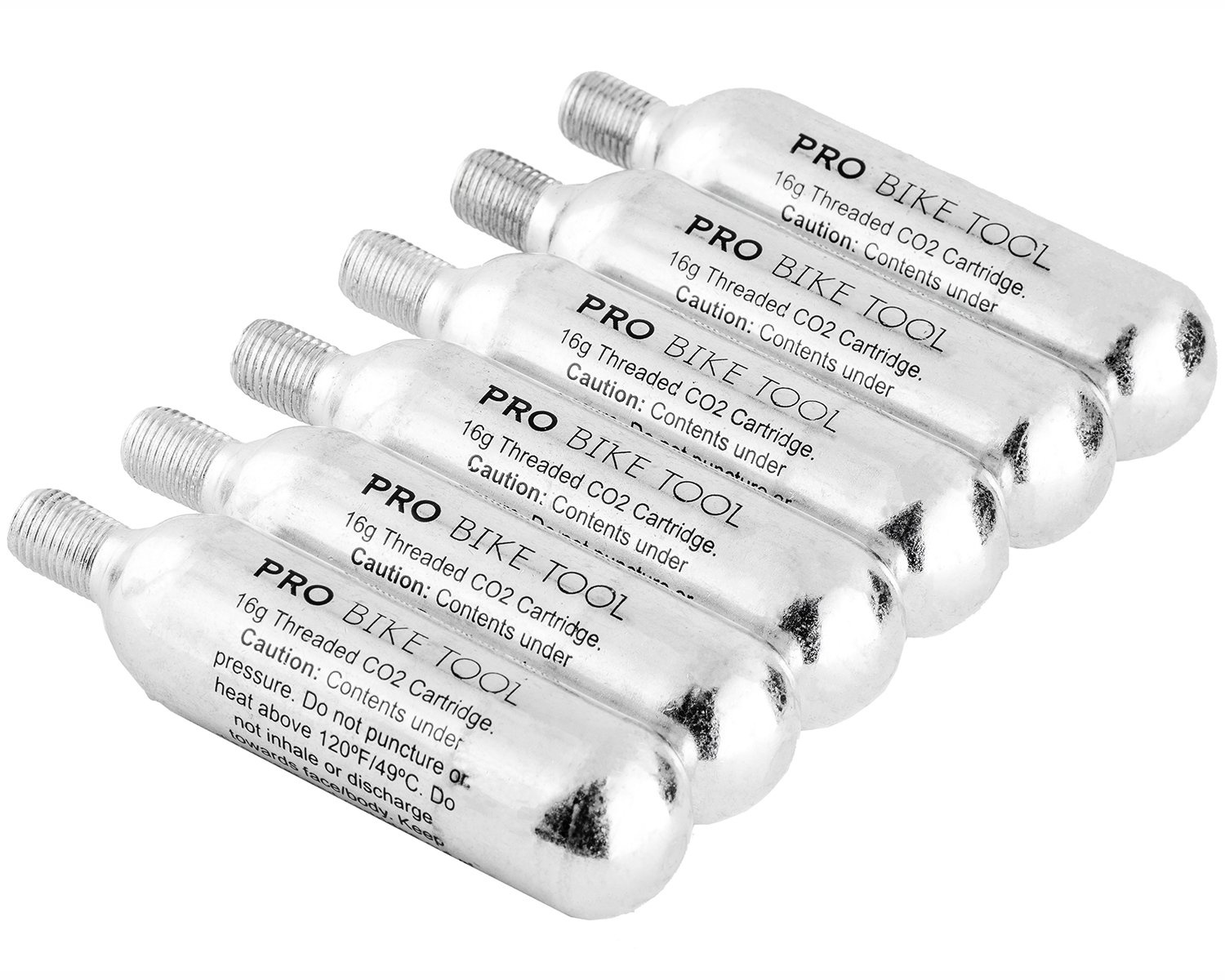 16g Threaded CO2 Cartridges, 6 Pack – for All CO2 Bike Tire Inflators with Threaded Connection – Quick Air Refill for Bicycle Tires – Cartridge for CO2 Pump – Road or MTB Bikes (16g Threaded 6 Pack)