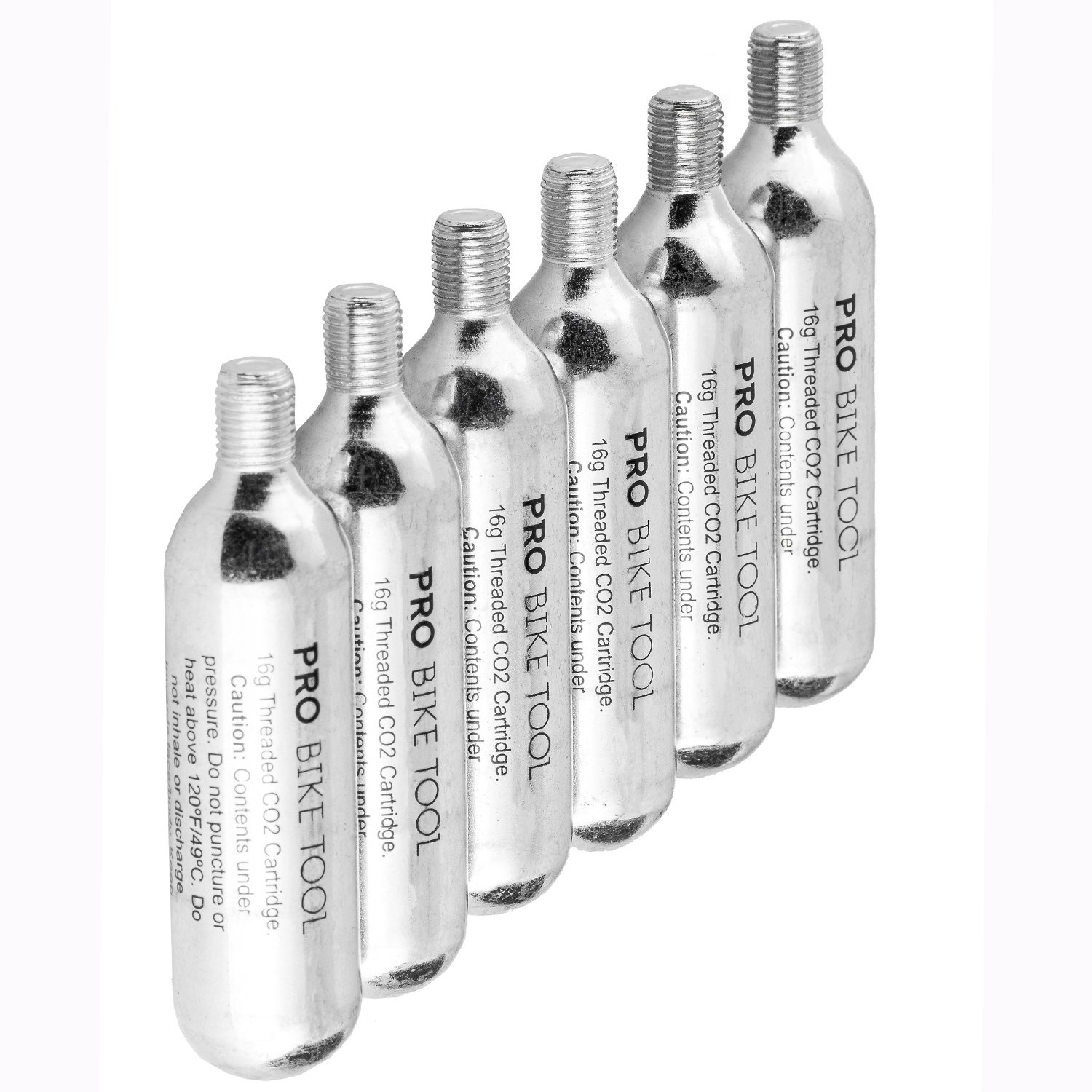 16g Threaded CO2 Cartridges, 6 Pack – for All CO2 Bike Tire Inflators with Threaded Connection – Quick Air Refill for Bicycle Tires – Cartridge for CO2 Pump – Road or MTB Bikes (16g Threaded 6 Pack)