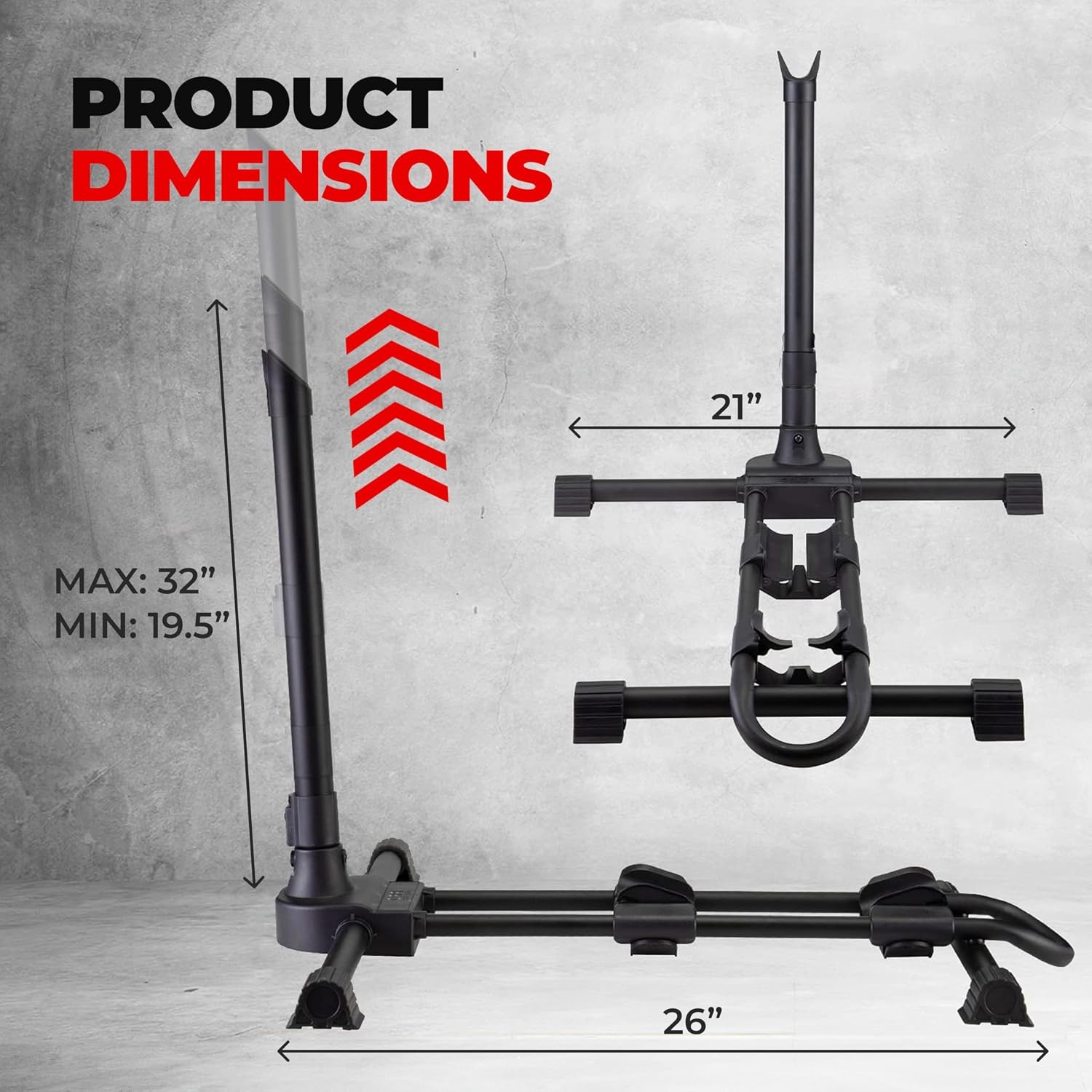PRO BIKE TOOL Vertical Upright Bicycle Floor Stand – Freestanding Indoor Bike Storage Rack for Garage or Apartment – No Drill – Compatible with Tire Widths of up to 2.3″ and Wheel Sizes up to 29″