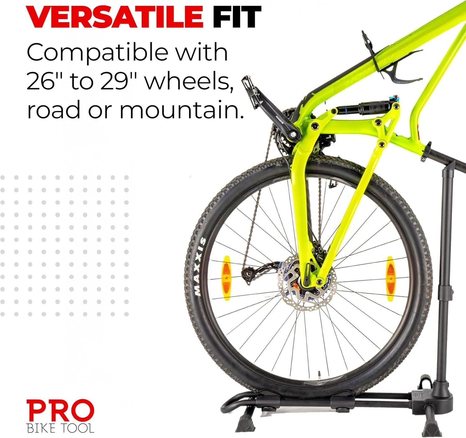 PRO BIKE TOOL Vertical Upright Bicycle Floor Stand – Freestanding Indoor Bike Storage Rack for Garage or Apartment – No Drill – Compatible with Tire Widths of up to 2.3″ and Wheel Sizes up to 29″
