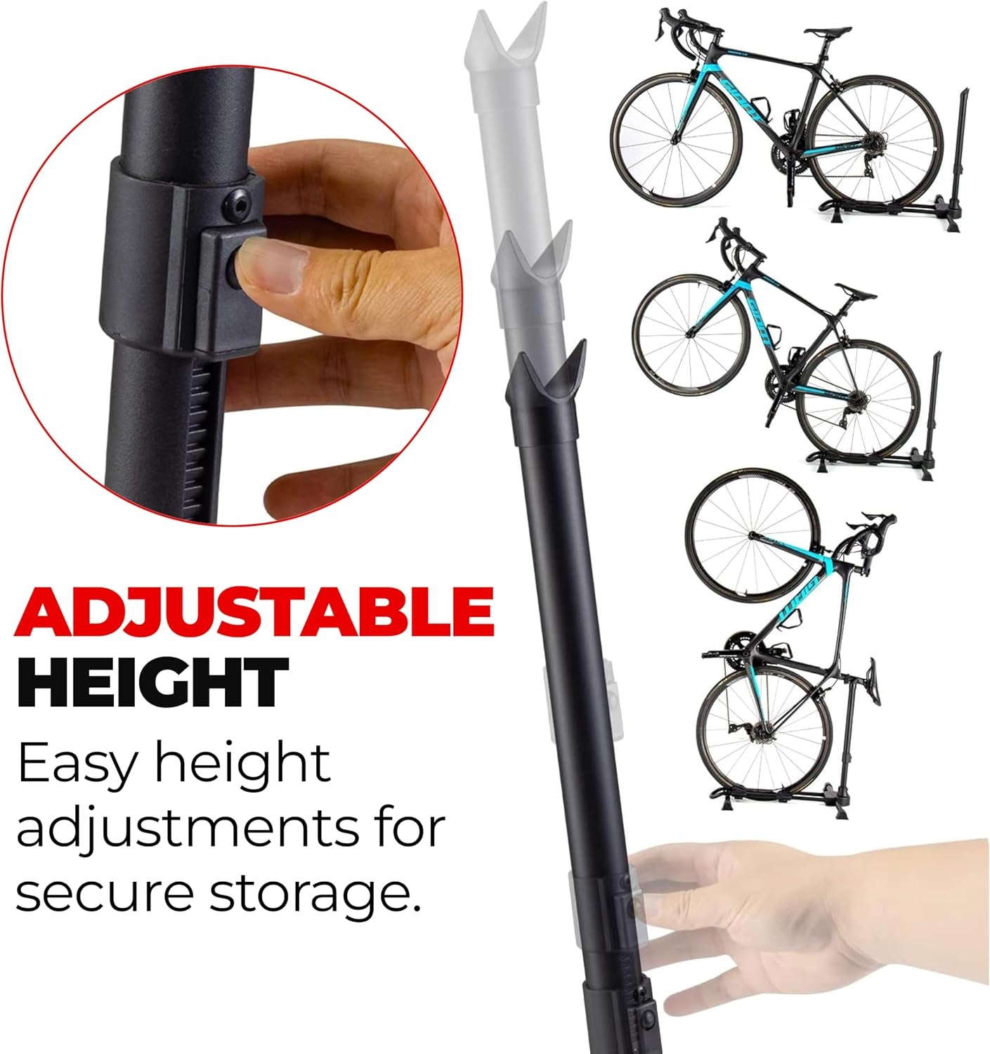 PRO BIKE TOOL Vertical Upright Bicycle Floor Stand – Freestanding Indoor Bike Storage Rack for Garage or Apartment – No Drill – Compatible with Tire Widths of up to 2.3″ and Wheel Sizes up to 29″