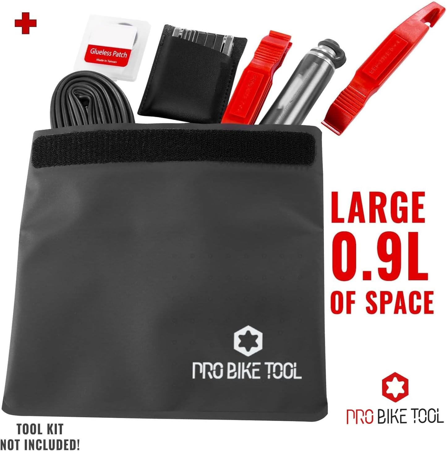PRO BIKE TOOL Waterproof Bicycle Storage Bag – PVC Plastic with Hook & Loop Fastener for Roll-Closure – Store Bike Tools, Mini Pump, Phone – Full Waterproof Protection – for Road & Mountain Biking.