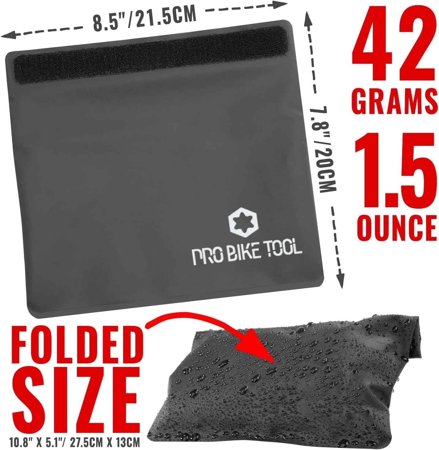 PRO BIKE TOOL Waterproof Bicycle Storage Bag – PVC Plastic with Hook & Loop Fastener for Roll-Closure – Store Bike Tools, Mini Pump, Phone – Full Waterproof Protection – for Road & Mountain Biking.