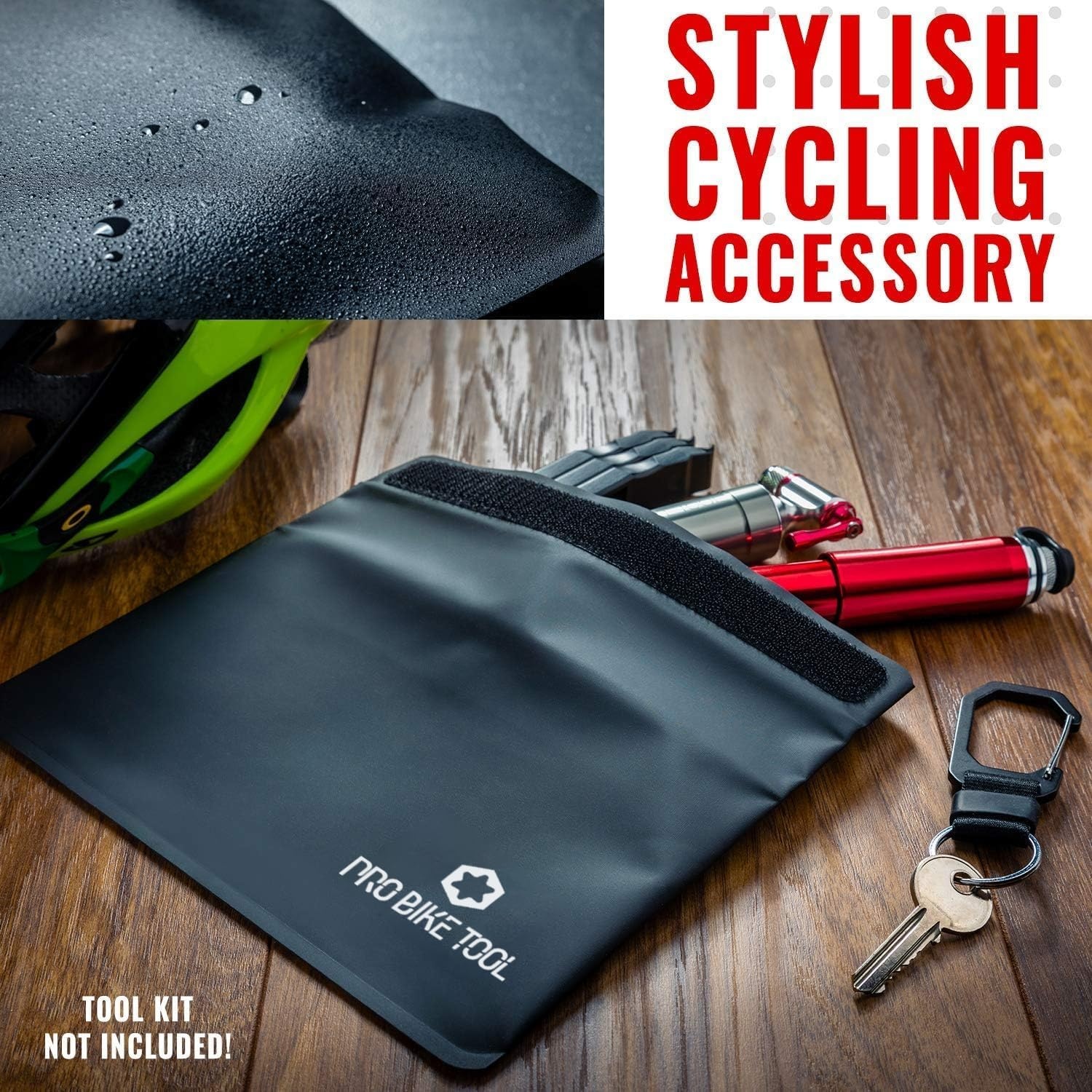 PRO BIKE TOOL Waterproof Bicycle Storage Bag – PVC Plastic with Hook & Loop Fastener for Roll-Closure – Store Bike Tools, Mini Pump, Phone – Full Waterproof Protection – for Road & Mountain Biking.