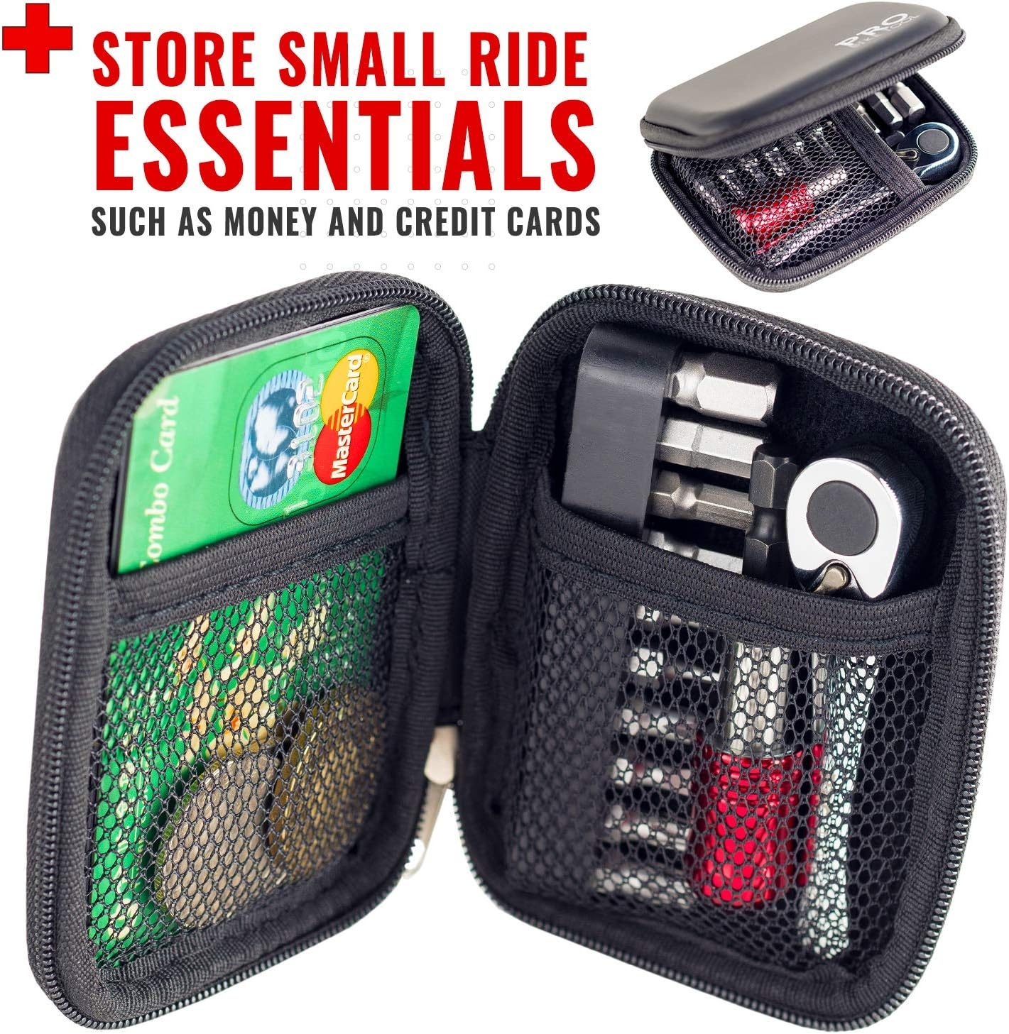 Pro Bike Tool Mini Ratchet Tool Set – Multitool Repair Kit for Road & Mountain Bikes – Bike Accessories – Versatile EDC Tool Box for Your Road Bicycle or Mountain Bike, Home or Work – Hard Case Pouch