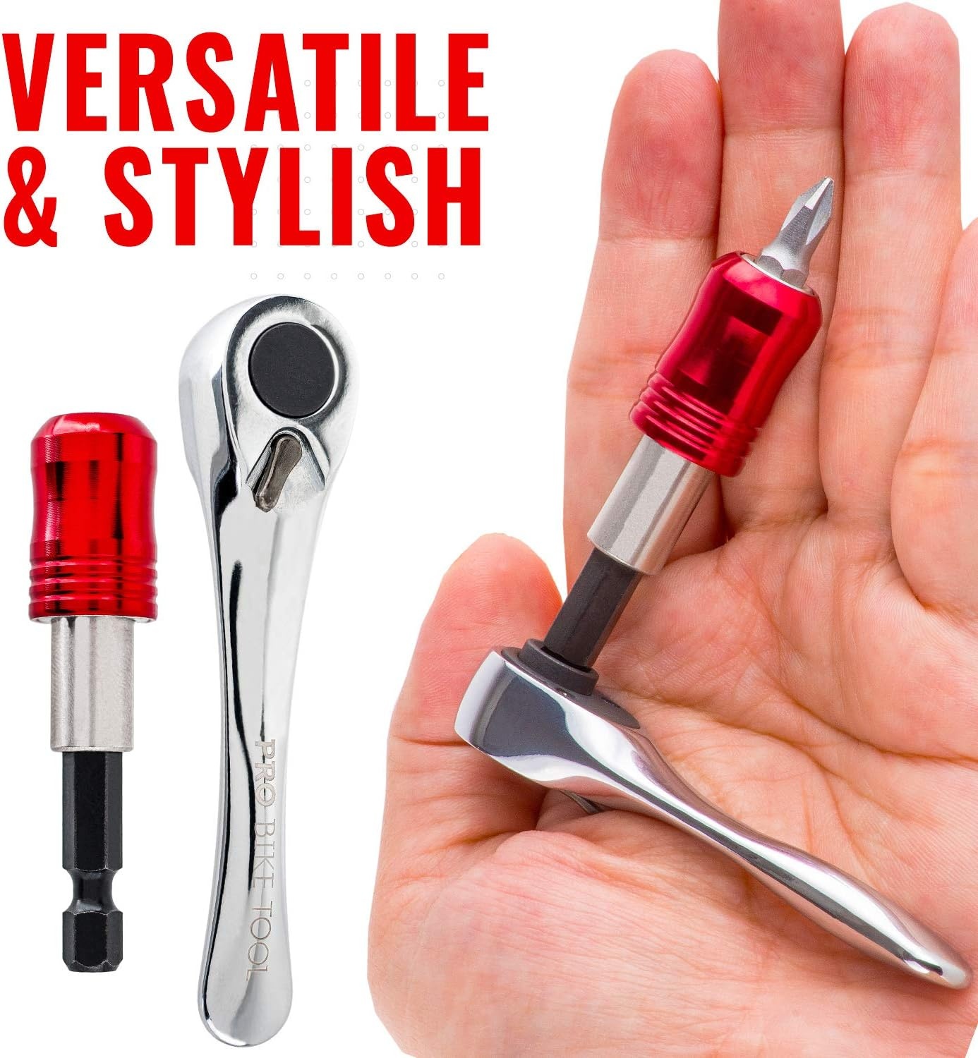 Pro Bike Tool Mini Ratchet Tool Set – Multitool Repair Kit for Road & Mountain Bikes – Bike Accessories – Versatile EDC Tool Box for Your Road Bicycle or Mountain Bike, Home or Work – Hard Case Pouch