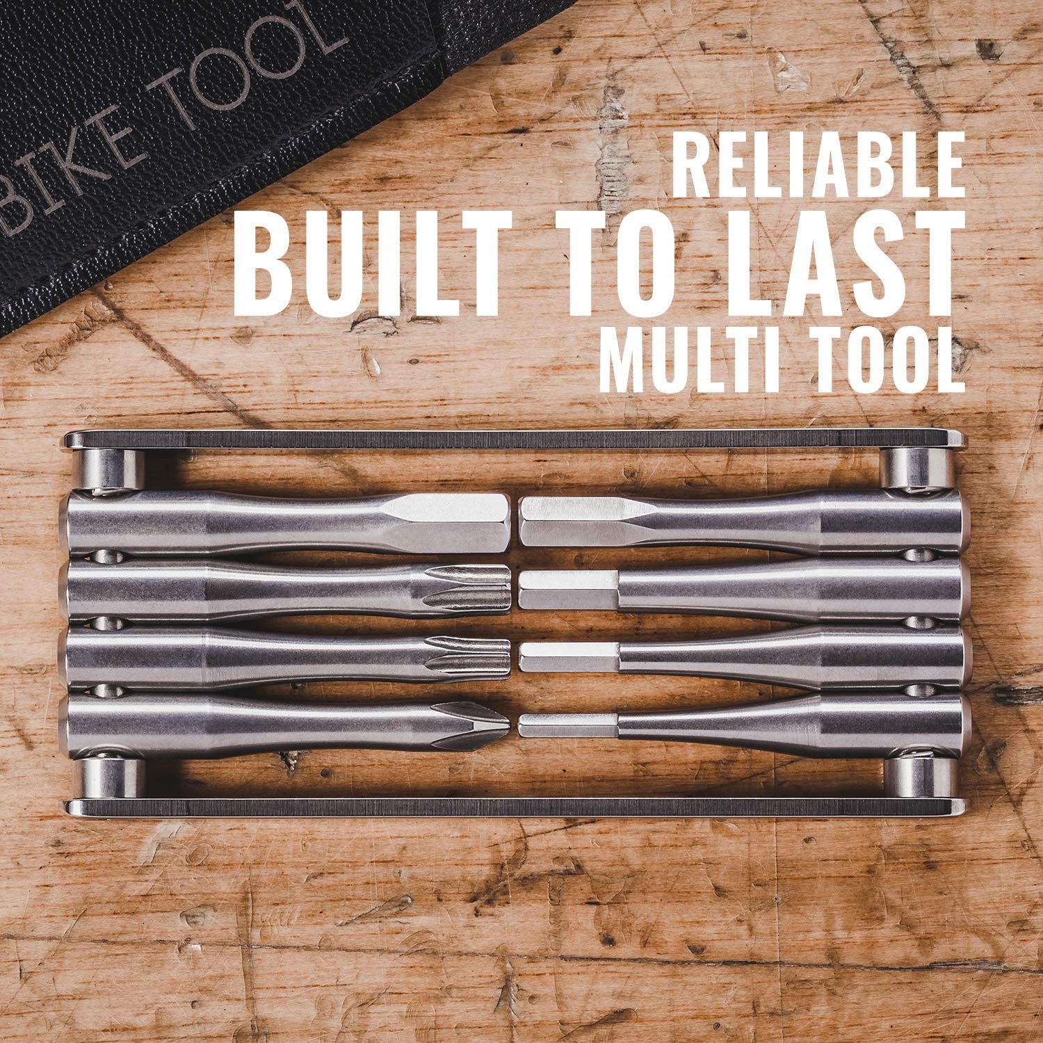 PRO BIKE TOOL Bicycle Multitool – Reliable, Compact and Lightweight Repair Kit for Road and Mountain Bikes – Strong Full Stainless Steel, No Rust, Long Leverage multi-functional Tools, Includes Bag