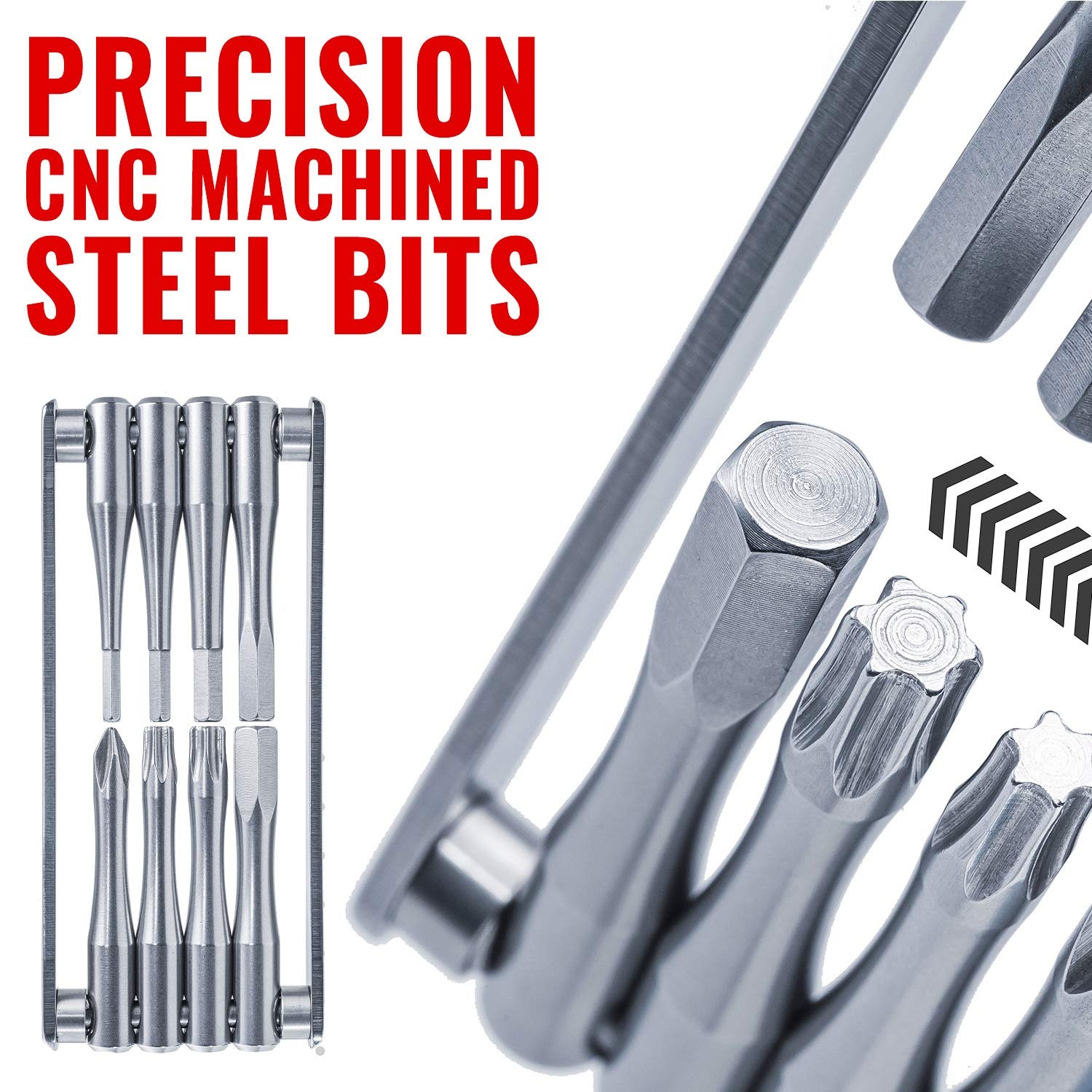 PRO BIKE TOOL Bicycle Multitool – Reliable, Compact and Lightweight Repair Kit for Road and Mountain Bikes – Strong Full Stainless Steel, No Rust, Long Leverage multi-functional Tools, Includes Bag