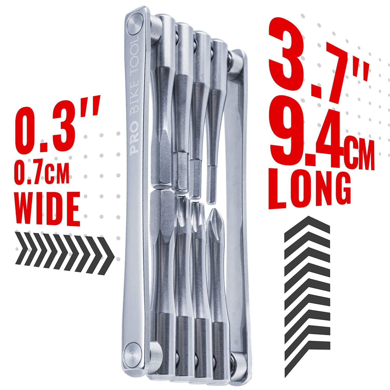 PRO BIKE TOOL Bicycle Multitool – Reliable, Compact and Lightweight Repair Kit for Road and Mountain Bikes – Strong Full Stainless Steel, No Rust, Long Leverage multi-functional Tools, Includes Bag