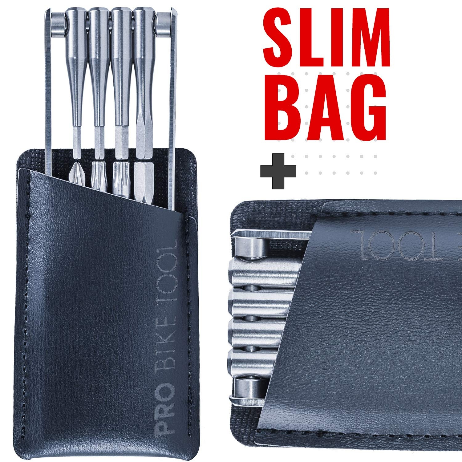 PRO BIKE TOOL Bicycle Multitool – Reliable, Compact and Lightweight Repair Kit for Road and Mountain Bikes – Strong Full Stainless Steel, No Rust, Long Leverage multi-functional Tools, Includes Bag