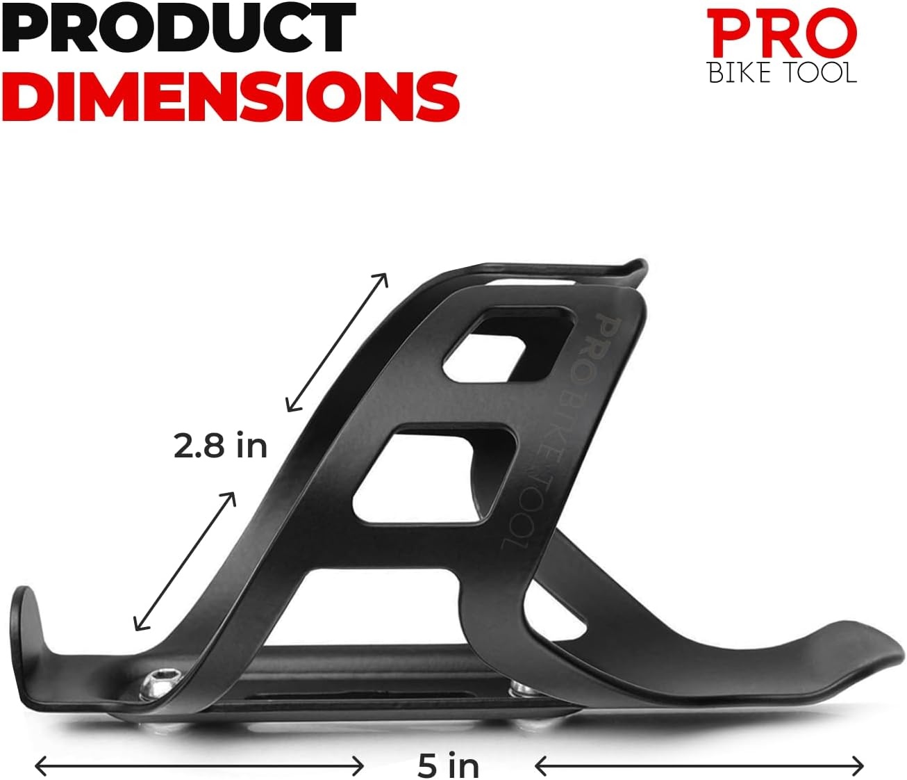 PRO BIKE TOOL Bike Water Bottle Holder – Lightweight and Strong Bicycle Cage with Secure Retention System , for Road Mountain Bikes (MTB) Universal(Matte Black)