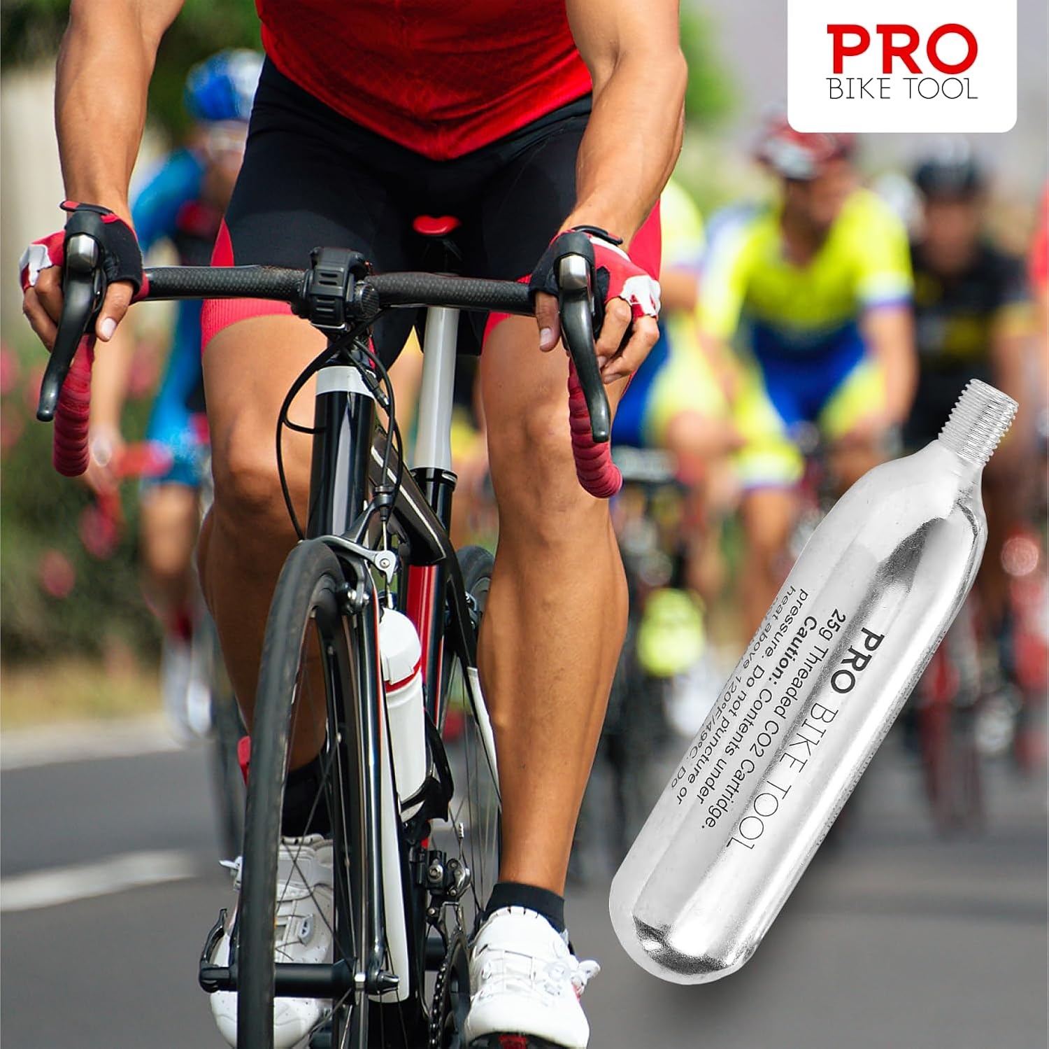 PRO BIKE TOOL CO2 Cartridges – Threaded CO2 Canisters for Bike Tires – Quick Inflation for Road, MTB, Cyclocross, Gravel, Hybrid Bikes – Portable, Durable, Essential for On-The-Go Repairs(25g)