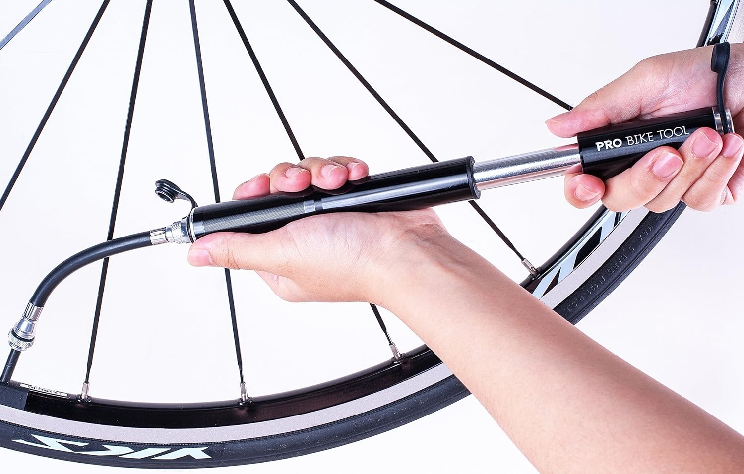 Pro Bike Tool Mini Bike Pump – Compact and Portable Bicycle Tire Pump for Fast Inflation – Compatible with Presta and Schrader Valves – Lightweight and Durable Design – Essential Bicycle Accessories(Black)