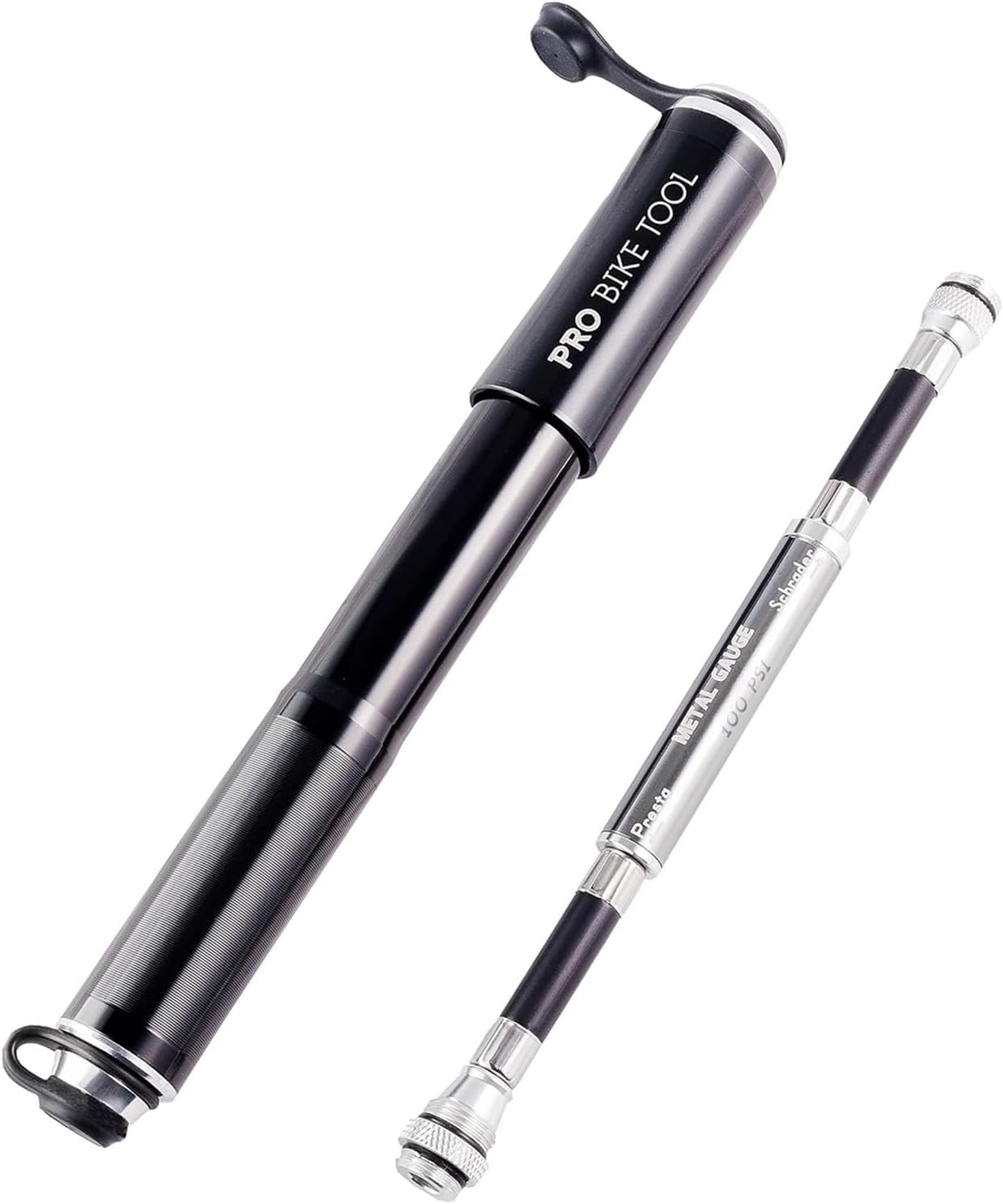 Pro Bike Tool Mini Bike Pump – Compact and Portable Bicycle Tire Pump for Fast Inflation – Compatible with Presta and Schrader Valves – Lightweight and Durable Design – Essential Bicycle Accessories(Black)