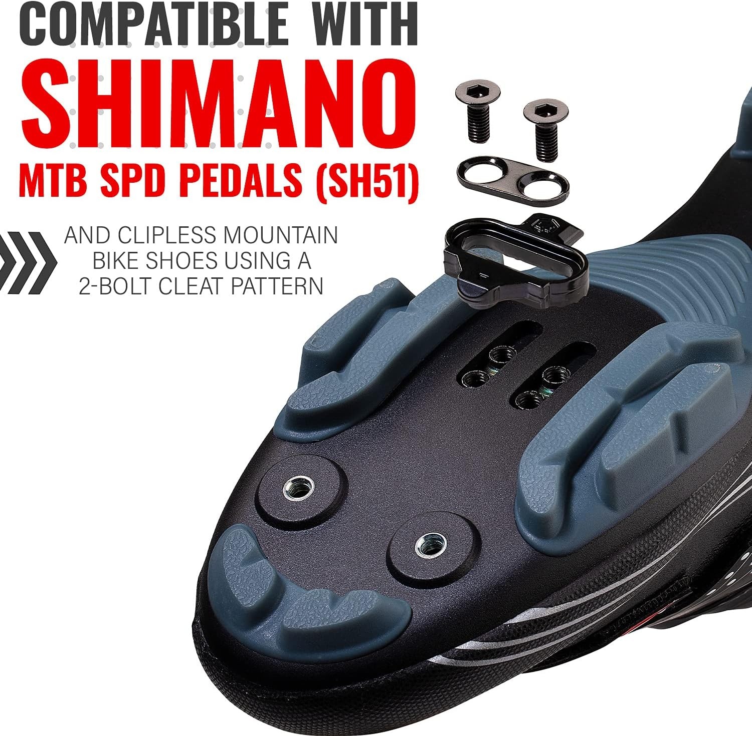 PRO Bike Tool Replacement Bike Cleats Without Cleat Plates – Compatible with Shimano MTB SPD Pedals (SH51) for Men & Women Mountain Bike Shoes – Bicycle Cleat Set for Mountain Biking & Indoor Cycling