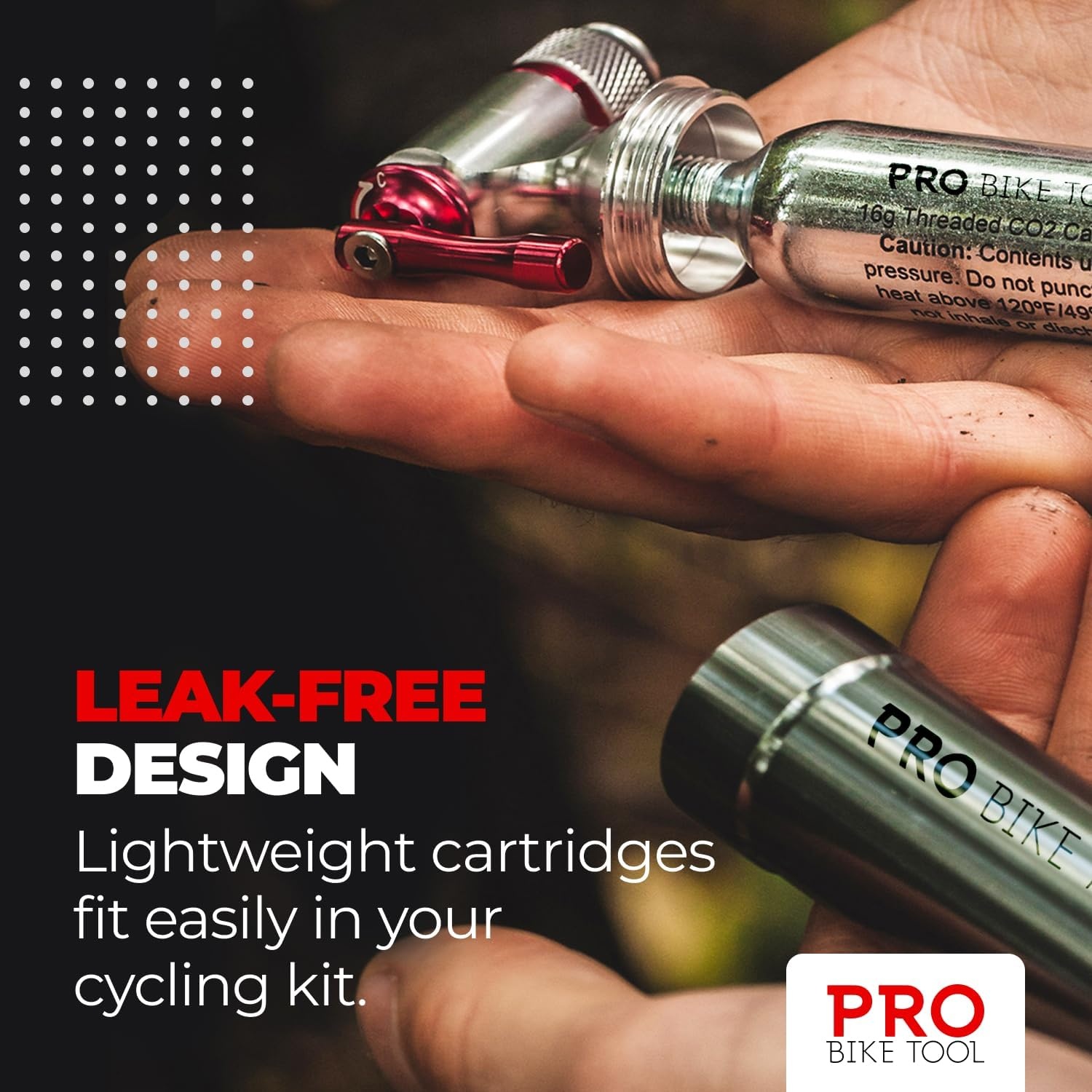 PRO BIKE TOOL CO2 Cartridges – Threaded CO2 Canisters for Bike Tires – Quick Inflation for Road, MTB, Cyclocross, Gravel, Hybrid Bikes – Portable, Durable, Essential for On-The-Go Repairs(16g)