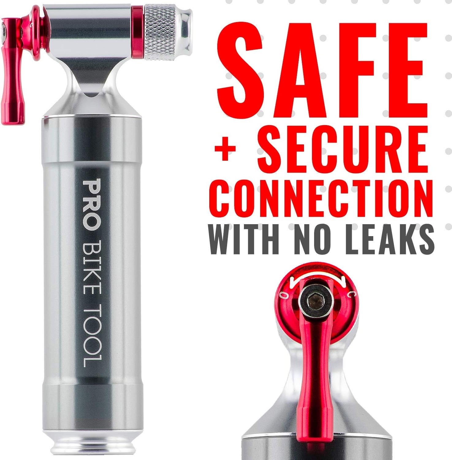 Pro Bike Tool CO2 Inflator with Cartridge Storage Canister Quick, Easy and Safe – for Presta and Schrader – Bicycle Tire Pump for Road and Mountain Bikes
