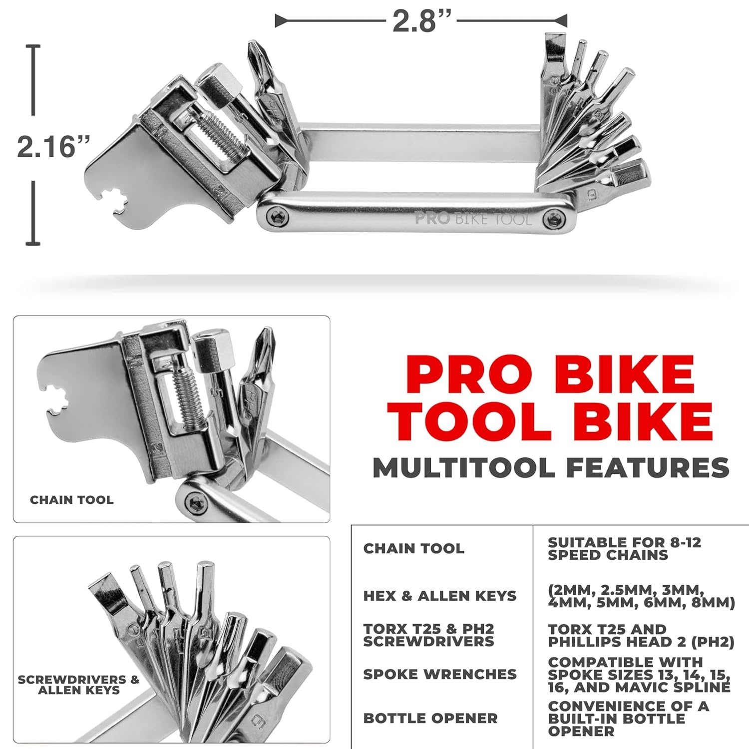 PRO BIKE TOOL 17-in-1 Bike Repair Stand – Lightweight and Durable Bike Tool Kit for Road and Mountain Bikes – Multi-function Bike Maintenance Set – Compact and Portable Design – 2.8 x 1.7 inches