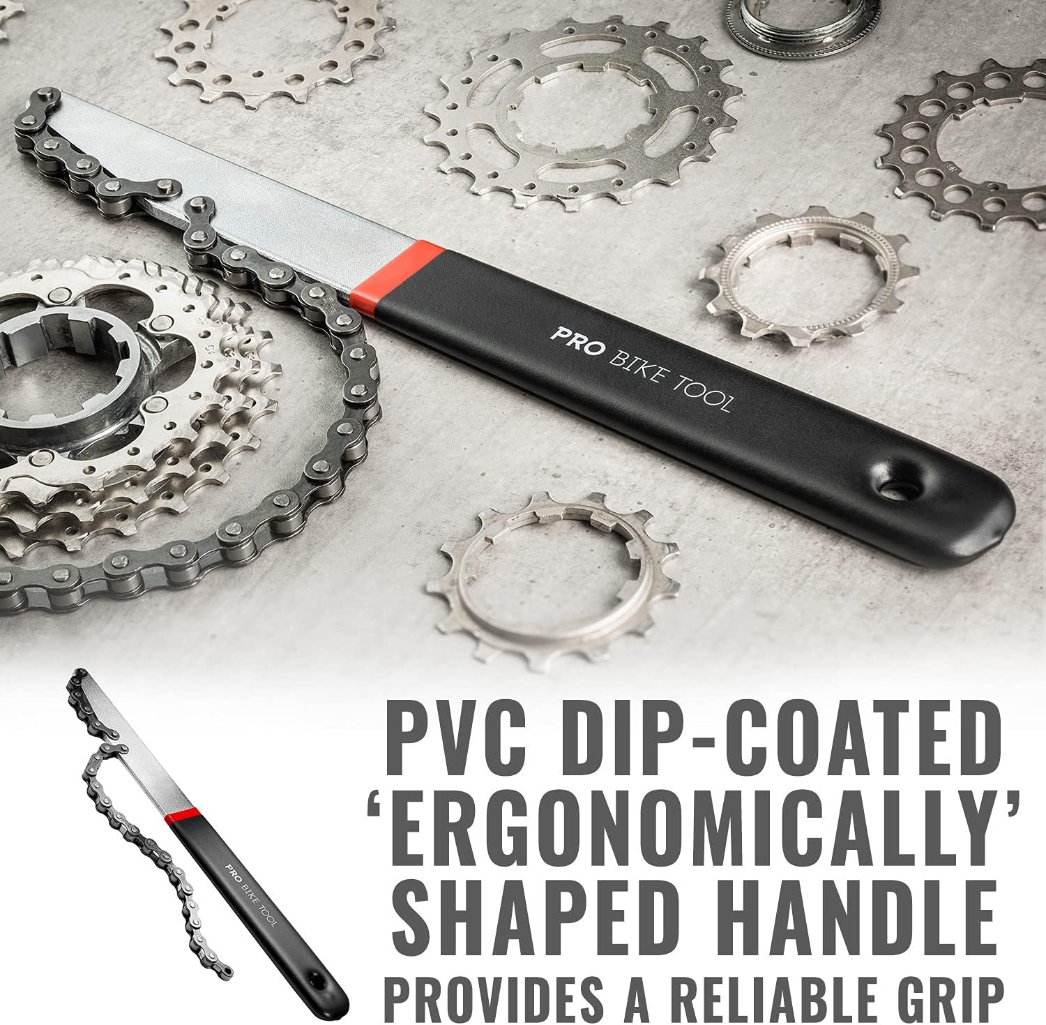 PRO BIKE TOOL Chain Whip for Shimano 7 to 10 Speed ​​Cassette Bicycle – Holds Sprocket for Ring Removal – Chain Whip – Cassette Remover