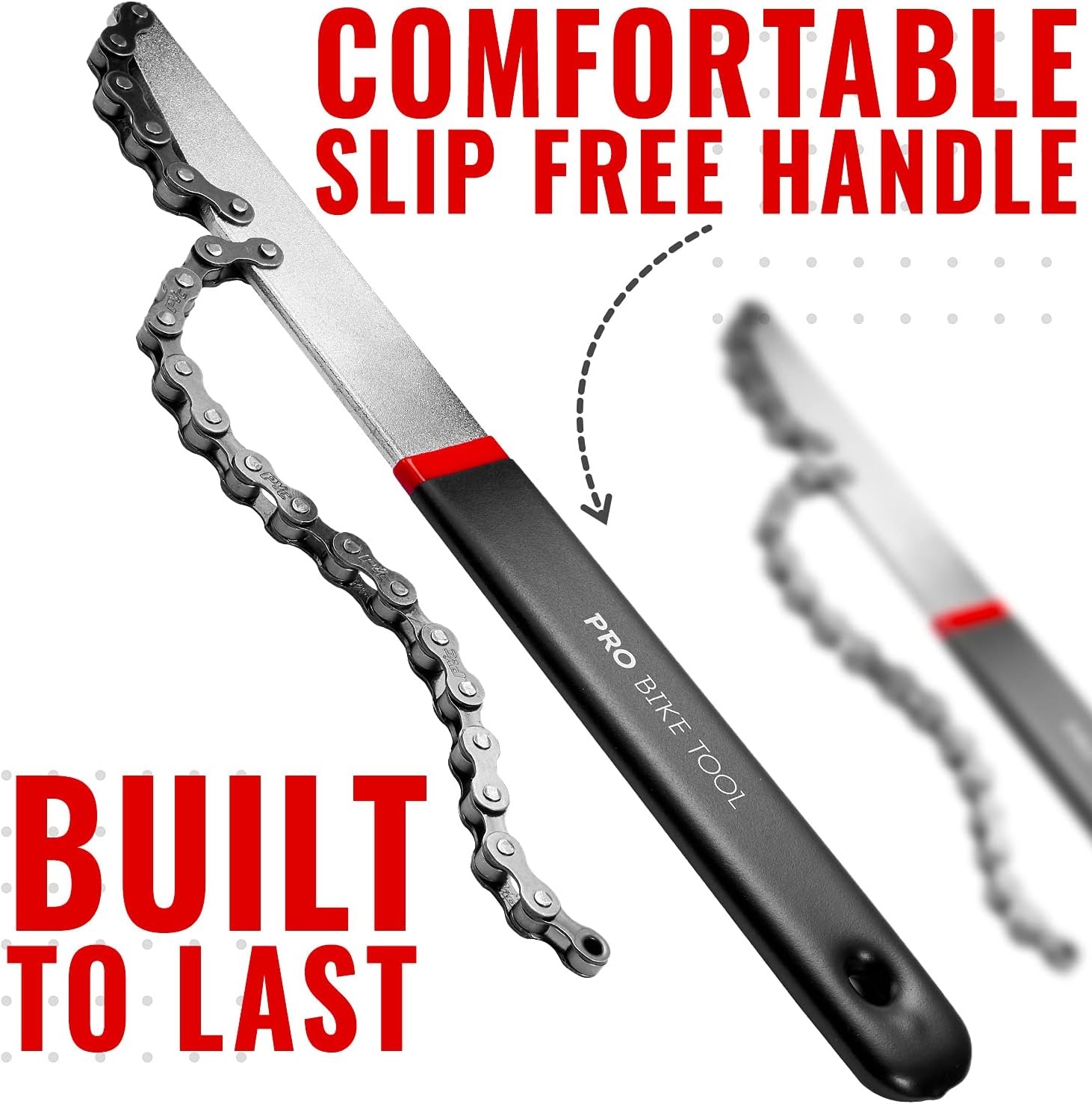 PRO BIKE TOOL Chain Whip for Shimano 7 to 10 Speed ​​Cassette Bicycle – Holds Sprocket for Ring Removal – Chain Whip – Cassette Remover