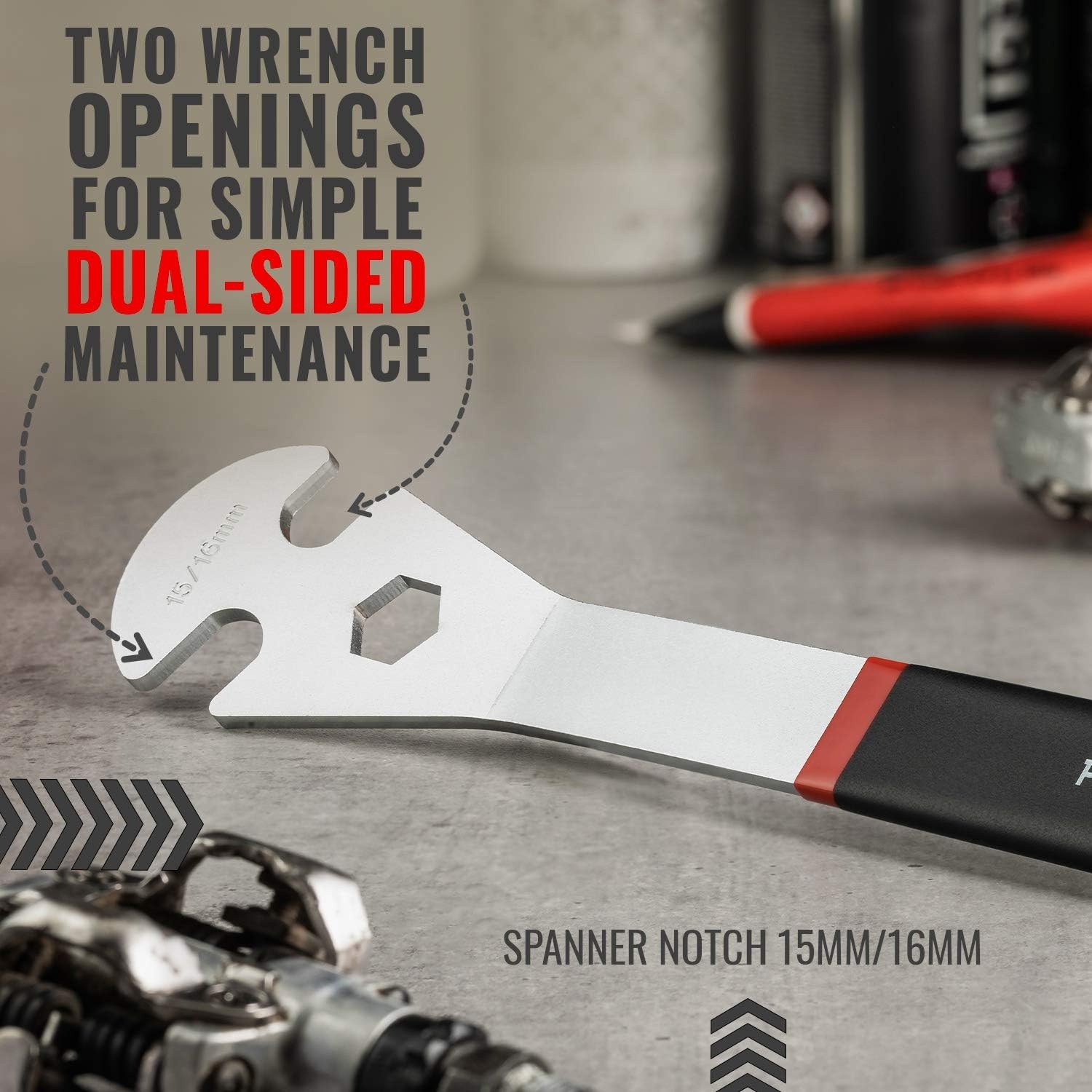 PRO BIKE TOOL Pedal Wrench – Remove a Pedal with Ease – Double Sided Bicycle Spanner for Road & Mountain Bikes – Easy Removal and Installation of Cycling Pedals