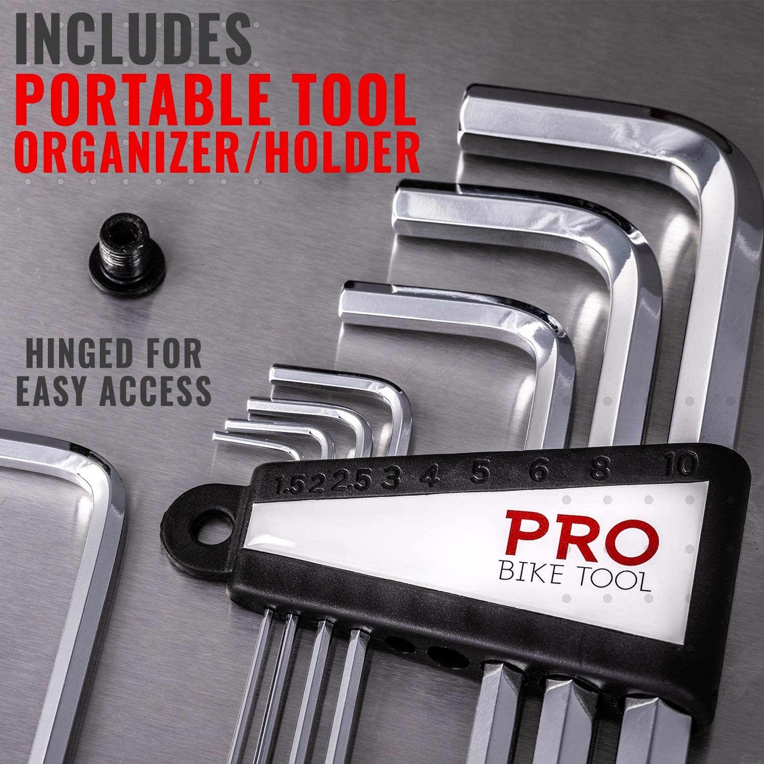 PRO BIKE TOOL Clé Allen, clé hexagonale, extrémité sphérique – 9 outils hexagonaux en acier S2 traité thermiquement – Kit d’entretien essentiel pour vélos de route et de montagne – jeu de clé allen