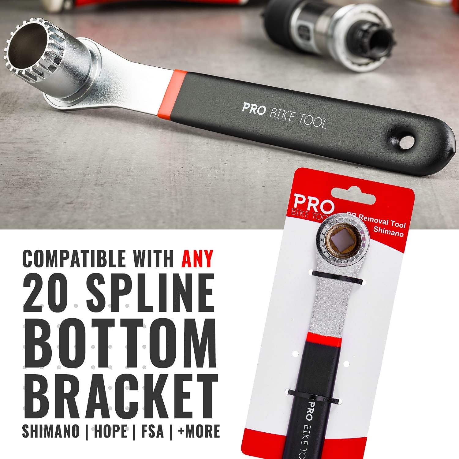 PRO BIKE TOOL Bottom Bracket Tool Compatible with Spline Type Bottom Brackets – for Removing Road and Mountain Bike Splined Bottom Brackets for Bicycle Repair and Maintenance