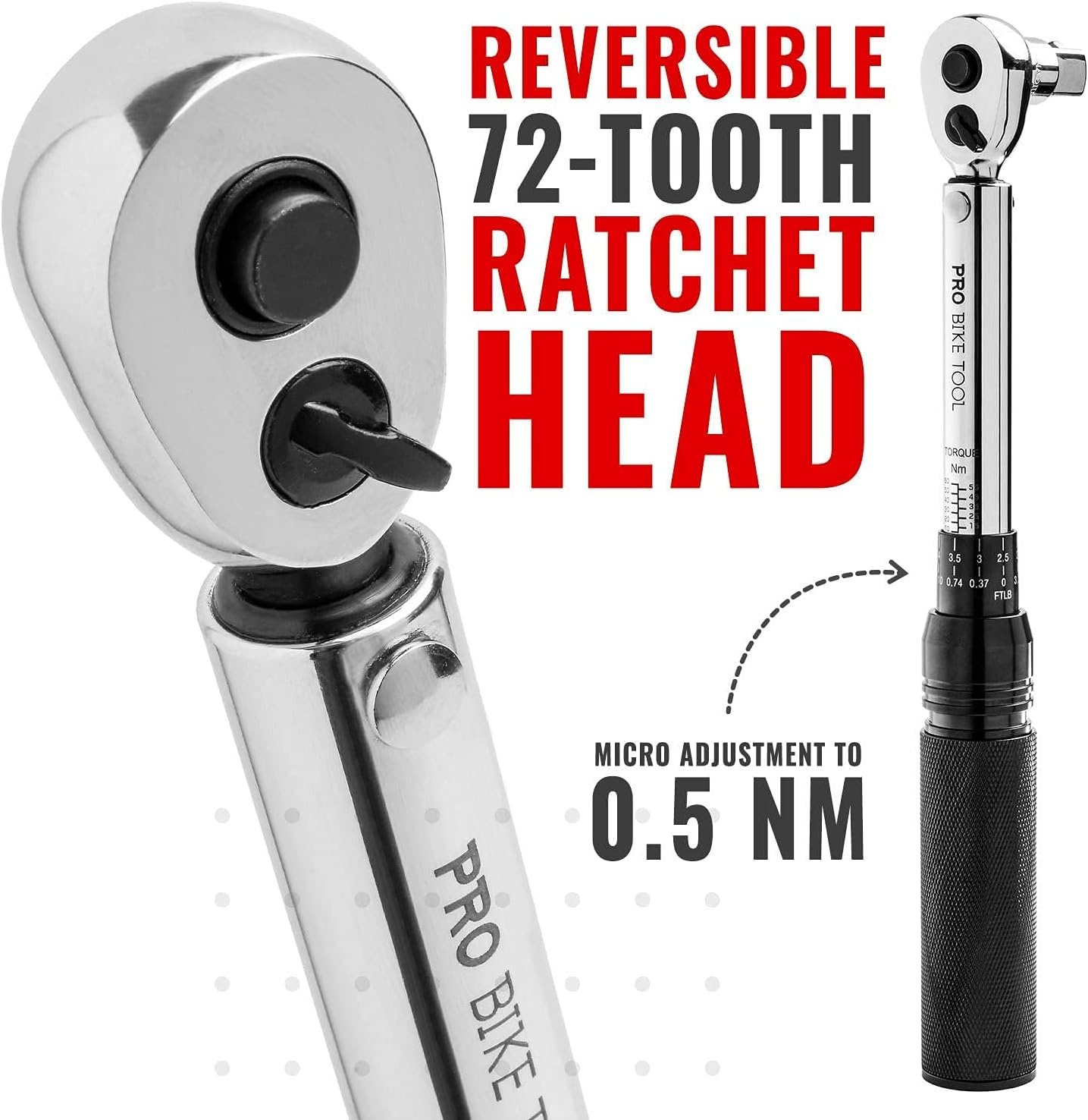 PRO BIKE TOOL 3/8 Inch Drive Click Torque Wrench Set, 10 to 60 Nm – Bicycle Maintenance Kit for Road & Mountain Bikes – Motorcycle Multitool – 1/2″ & 1/4″ Adapters, Extension Bar and Storage Box