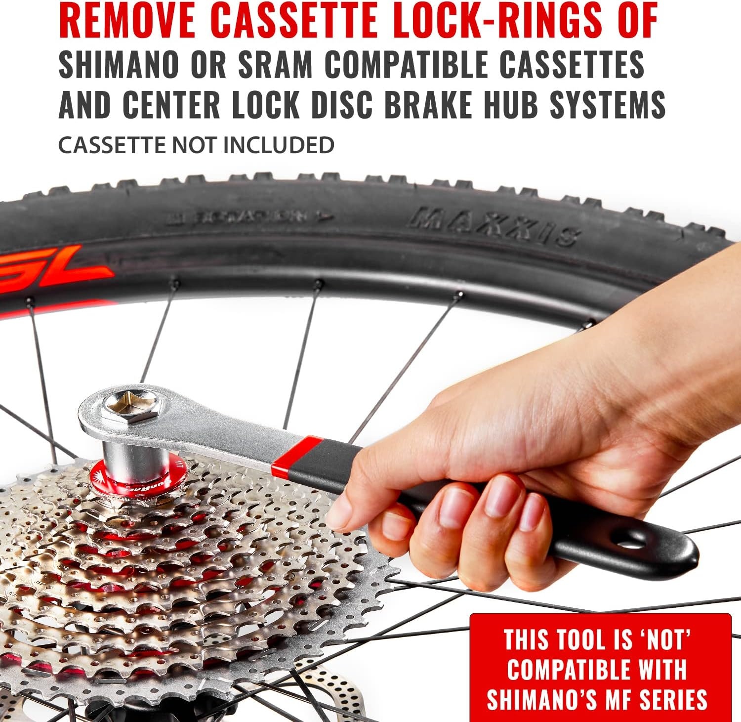 PRO BIKE TOOL Cassette Lock Ring Tool for Shimano & SRAM Cassettes for Bicycle Repair & Maintenance – for Road or Mountain Bikes – Bike Cassette Removal Tool
