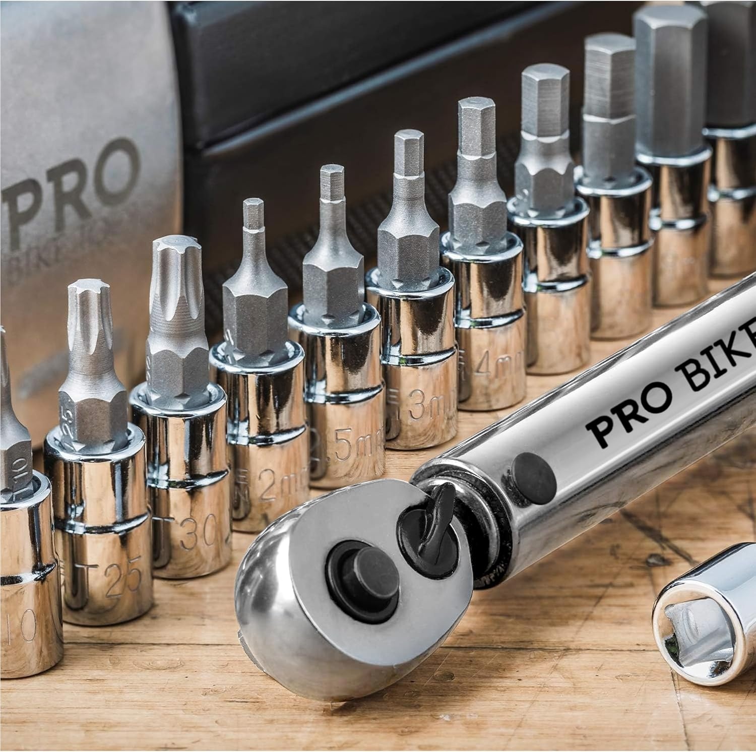 PRO BIKE TOOL 1/4 Inch Drive Click Bicycle Torque Wrench Set – 2 to 20 Nm – Maintenance Kit for Road and Mountain Bikes – Includes Allen and Torx Screws, Extension Bar and Storage Box – ISO Certified