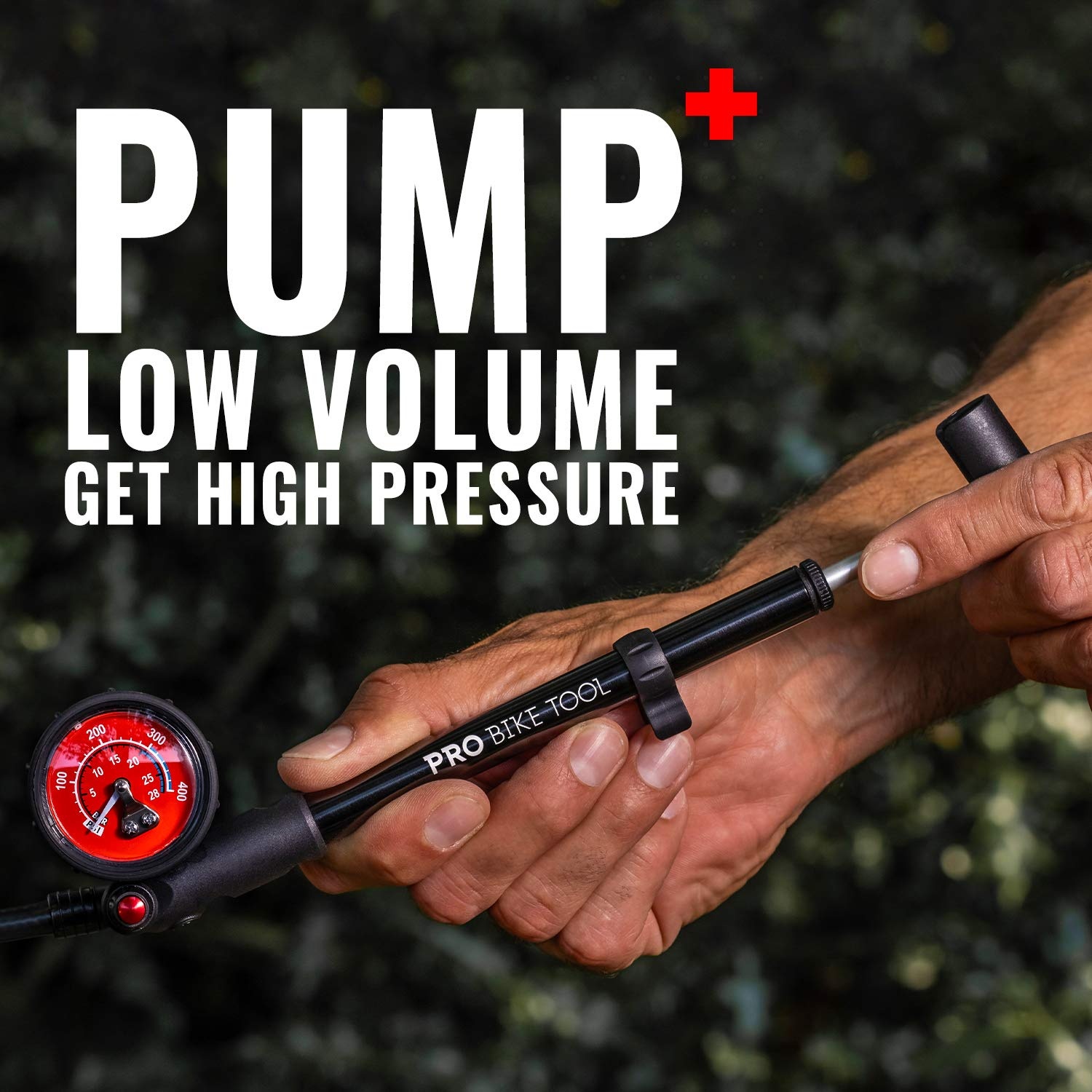 PRO BIKE TOOL Shock Pump for Mountain and Road Bikes – High Pressure 300 PSI Bike Shock Pump – Ideal for Front Fork and Rear Suspension Air Shock – No Leak Valve and T-Handle Design – Industrial Gauge