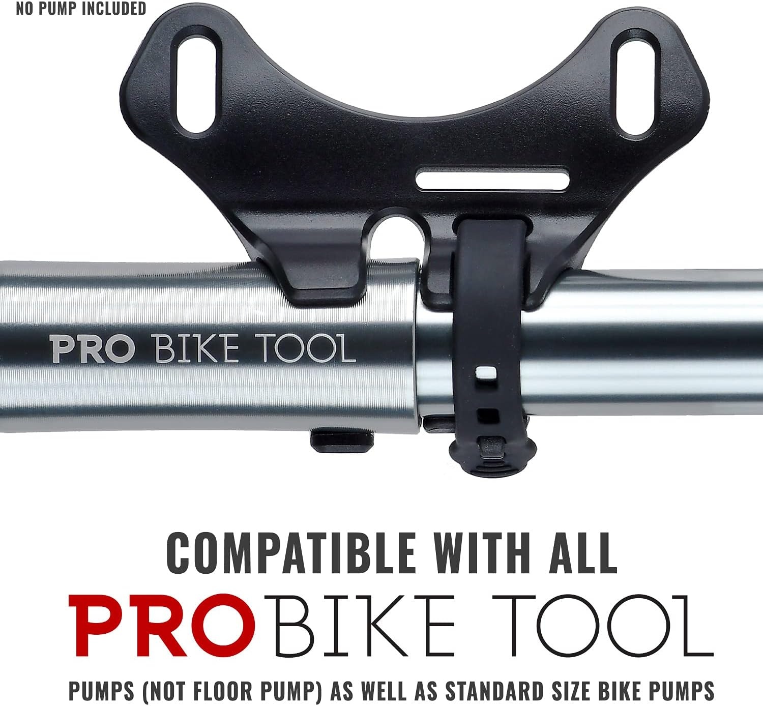 PRO BIKE TOOL Bicycle Pump Holder | Lightweight and Strong – Bicycle Frame Mounted Black Compatible Bracket Clip – Perfect for Road and Mountain Bikes