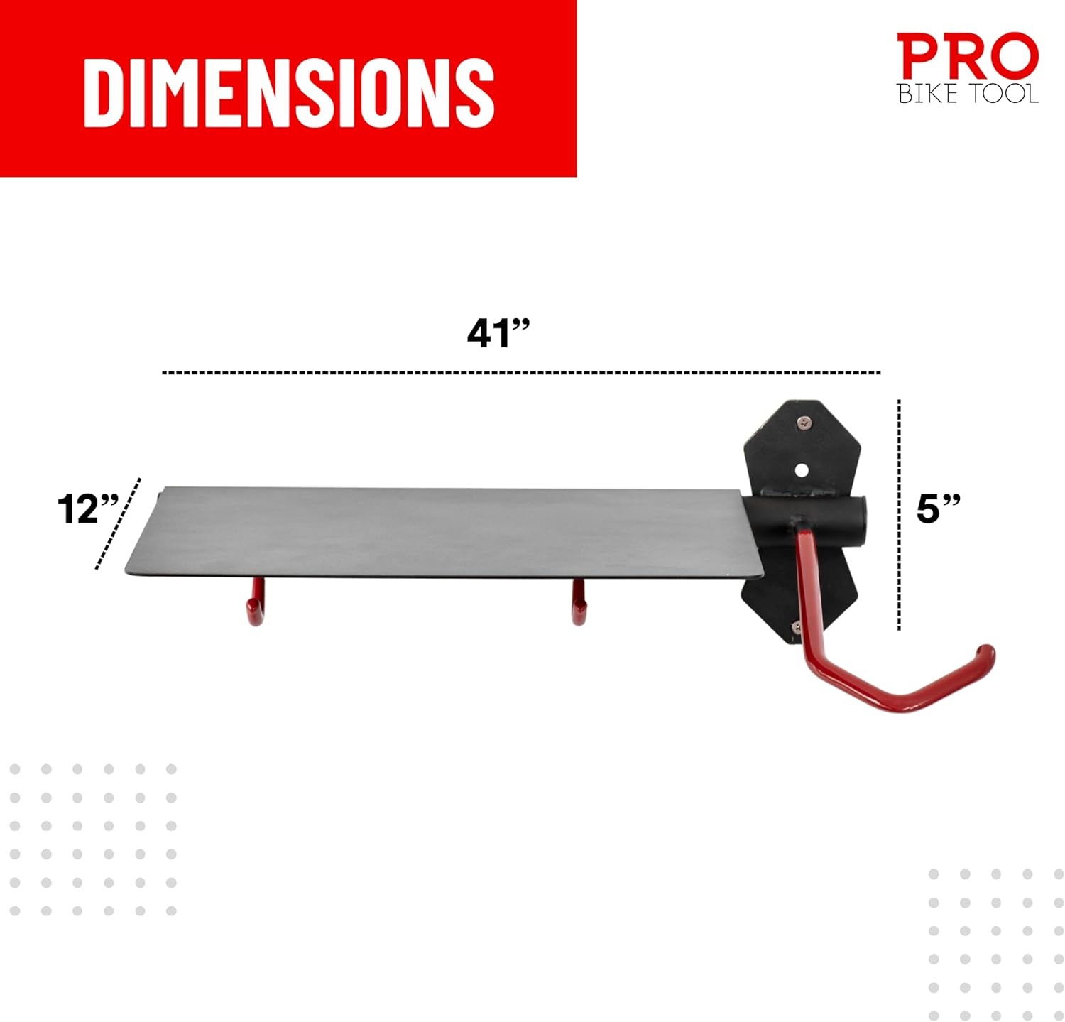 PRO BIKE TOOL Bike Wall Mount with Storage Shelf – Vertical Bike Rack Wall Mount for Garage, Indoor Bicycle Storage Hanger, Space Saving Bike Holder for Road, Mountain & Hybrid Bikes