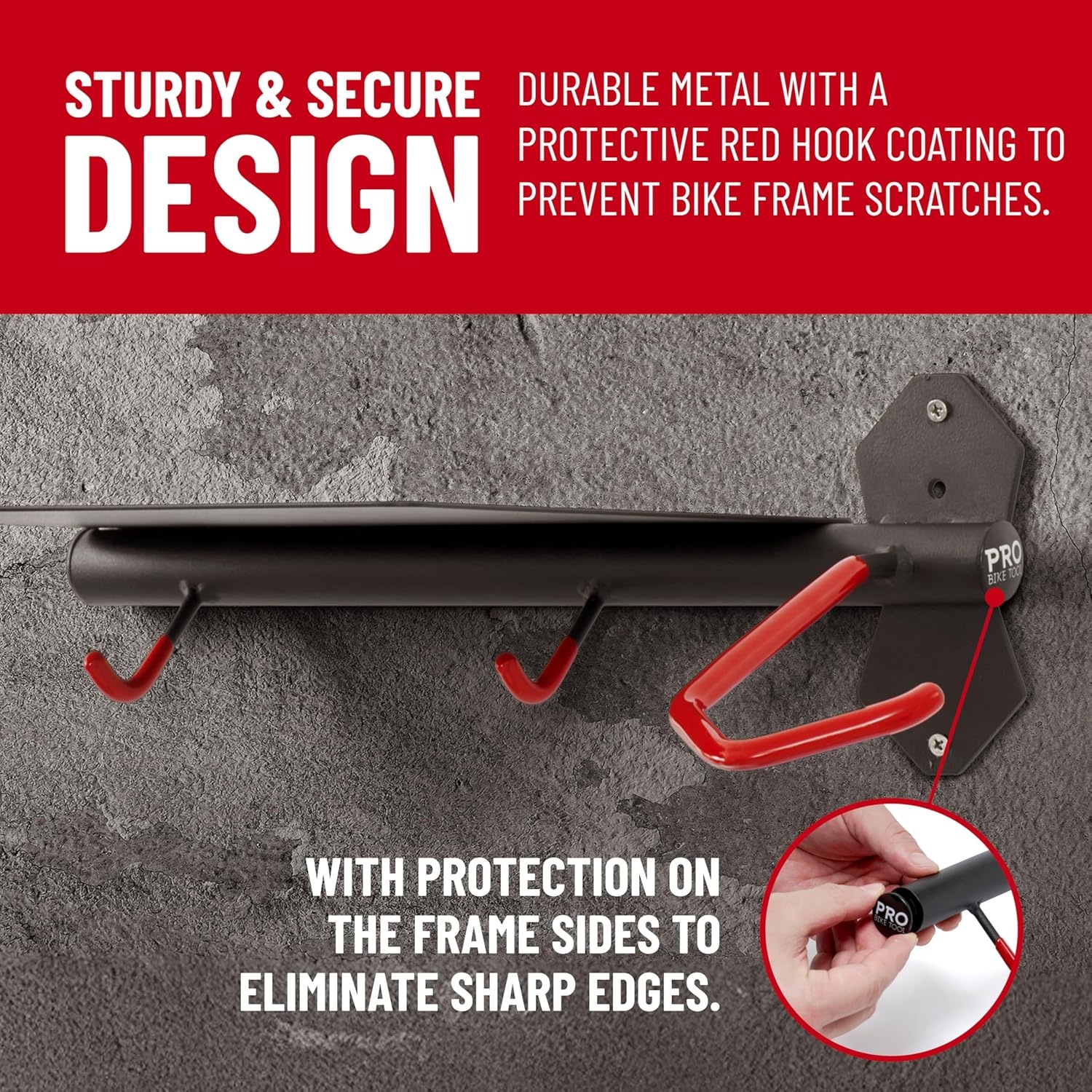 PRO BIKE TOOL Bike Wall Mount with Storage Shelf – Vertical Bike Rack Wall Mount for Garage, Indoor Bicycle Storage Hanger, Space Saving Bike Holder for Road, Mountain & Hybrid Bikes