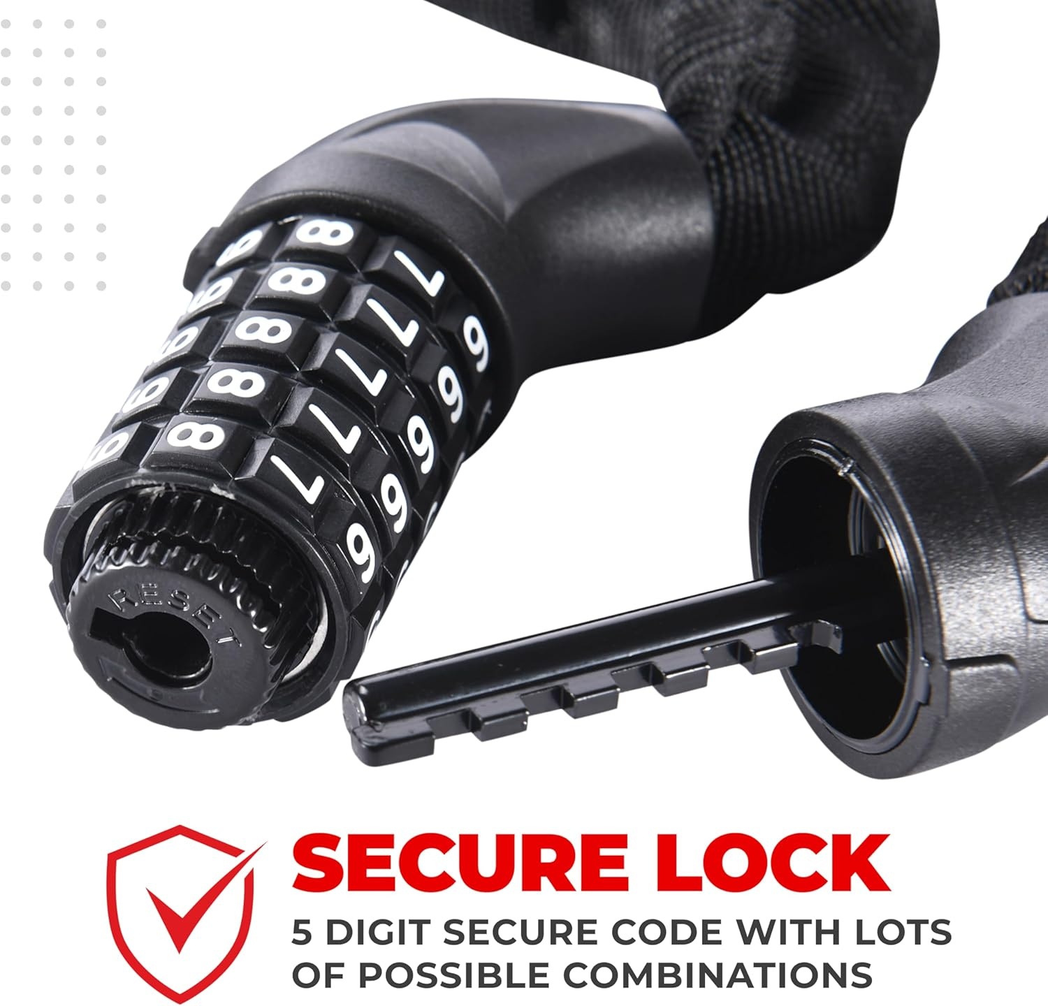 PRO BIKE TOOL Bike Lock – Heavy Duty Anti Theft Bike Chain Lock & Bicycle Cable Lock, 35.4″ 5-Digit Combination Lock, Keyless Security Lock for Road, Mountain, Electric & BMX Bikes(Combination Lock)