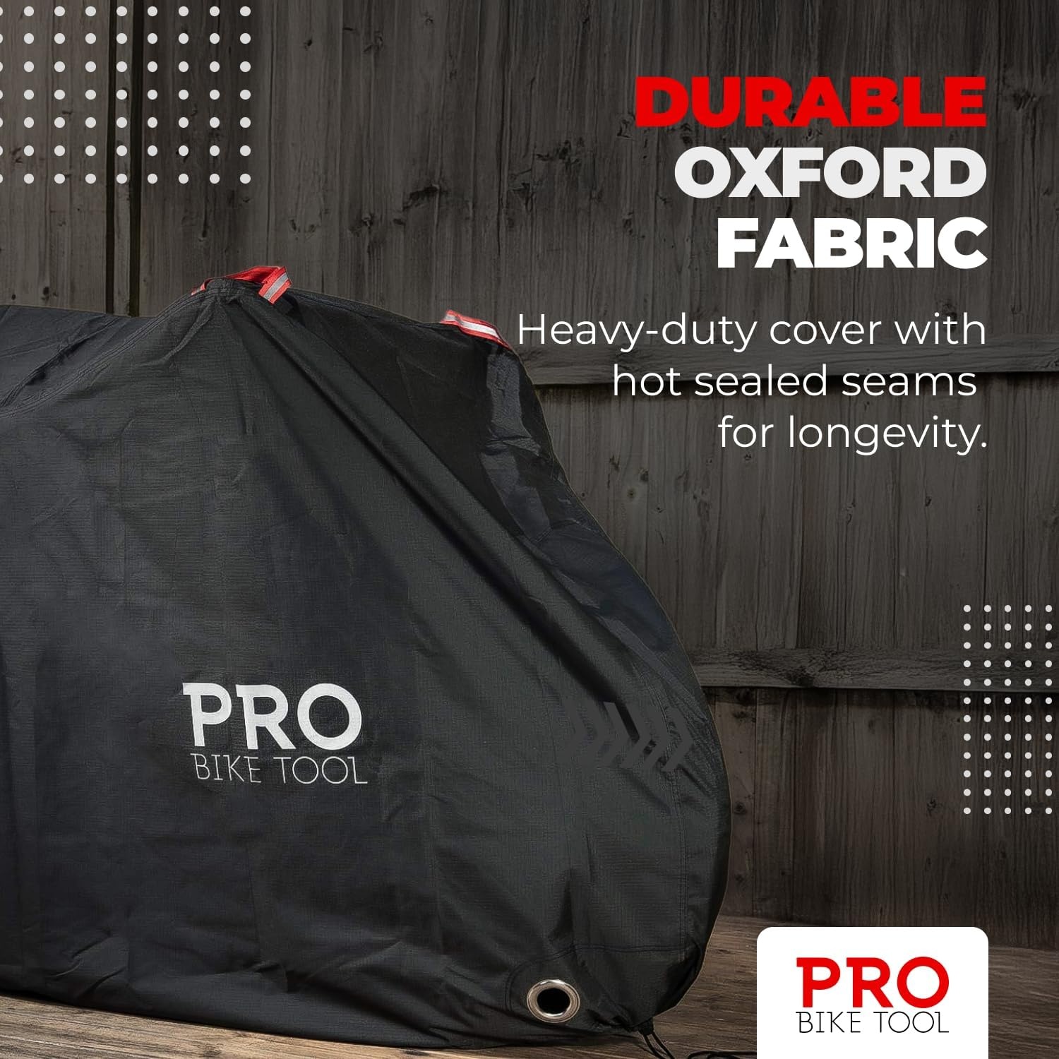PRO BIKE TOOL Bicycle Cover – Transparent PVC Waterproof Outdoor Bike Cover – Protects from Weather, Dust, Rain, and Scratches – Ideal for Garage with Safety Loops and Storage Bag – 30.3″x81.4″x47.2″(Large)
