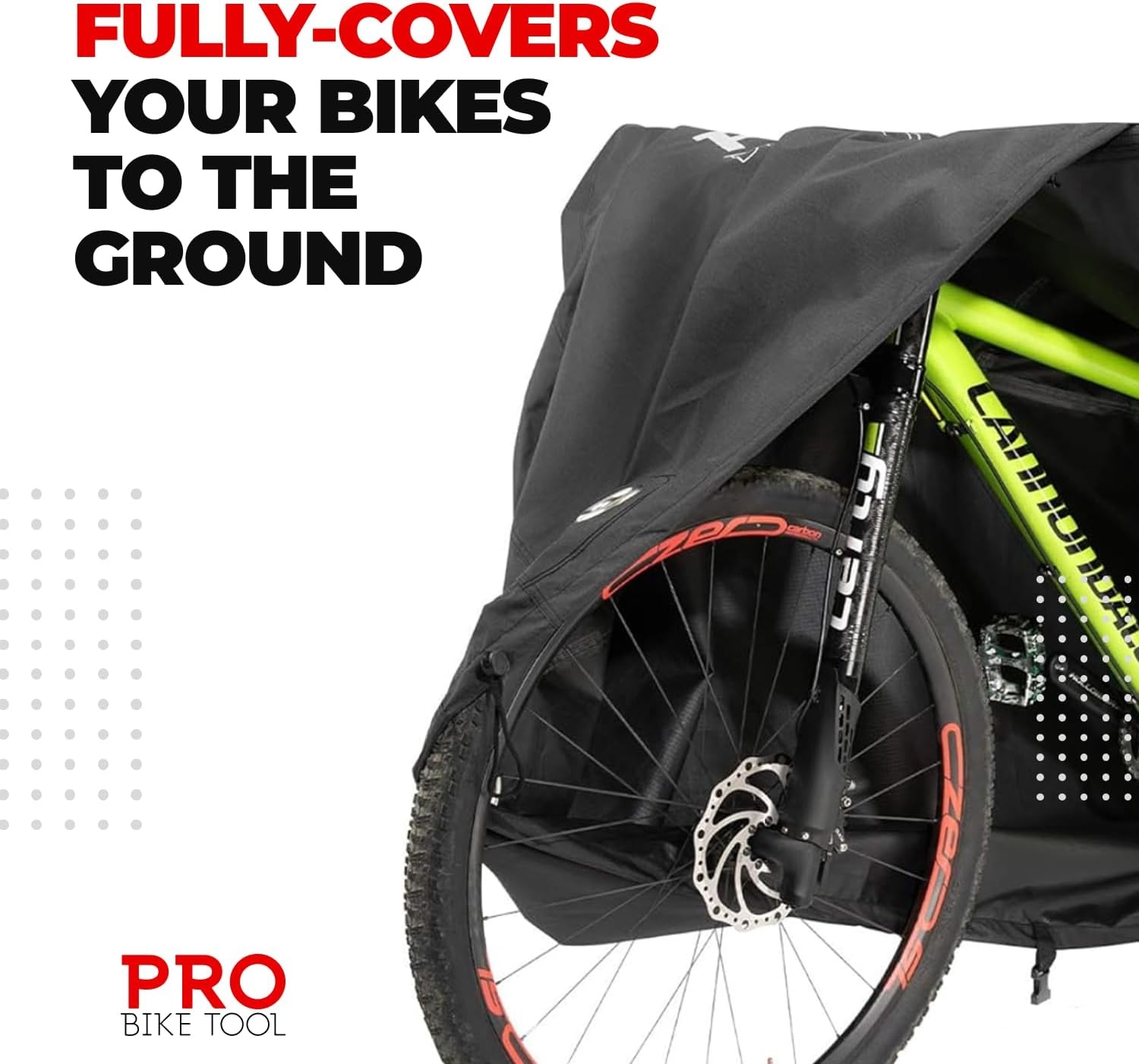 PRO BIKE TOOL Bicycle Cover – Transparent PVC Waterproof Outdoor Bike Cover – Protects from Weather, Dust, Rain, and Scratches – Ideal for Garage with Safety Loops and Storage Bag – 30.3″x81.4″x47.2″(Large)