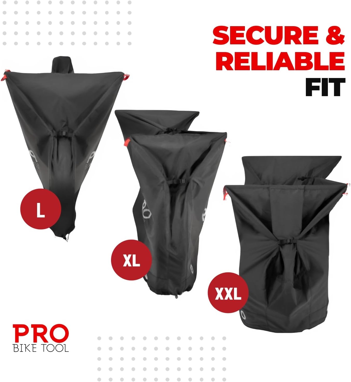PRO BIKE TOOL Bicycle Cover – Transparent PVC Waterproof Outdoor Bike Cover – Protects from Weather, Dust, Rain, and Scratches – Ideal for Garage with Safety Loops and Storage Bag – 30.3″x81.4″x47.2″(Large)
