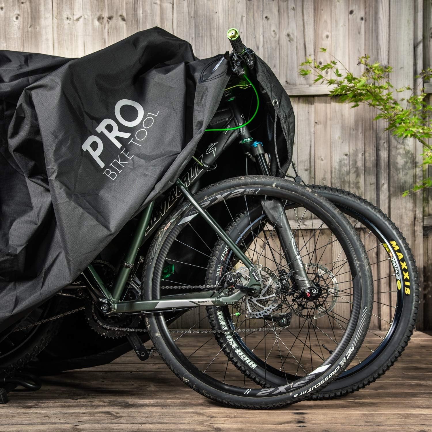 PRO BIKE TOOL Bicycle Cover – Transparent PVC Waterproof Outdoor Bike Cover – Protects from Weather, Dust, Rain, and Scratches – Ideal for Garage with Safety Loops and Storage Bag – 30.3″x81.4″x47.2″(Large)