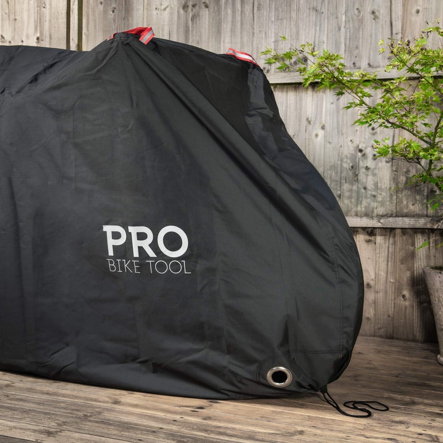 PRO BIKE TOOL Bicycle Cover – Transparent PVC Waterproof Outdoor Bike Cover – Protects from Weather, Dust, Rain, and Scratches – Ideal for Garage with Safety Loops and Storage Bag – 30.3″x81.4″x47.2″(Large)