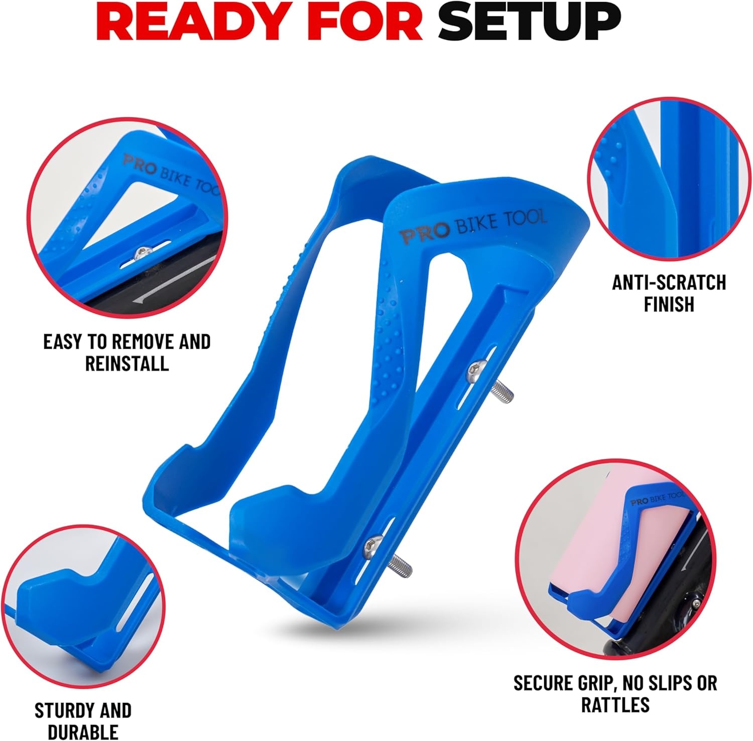 PRO BIKE TOOL Bike Water Bottle Holder – Bicycle Bottle Cage & Bike Cup Holder with Secure Grip, Lightweight Cycling Water Bottle Holder for Road & Mountain Bikes(Blue)
