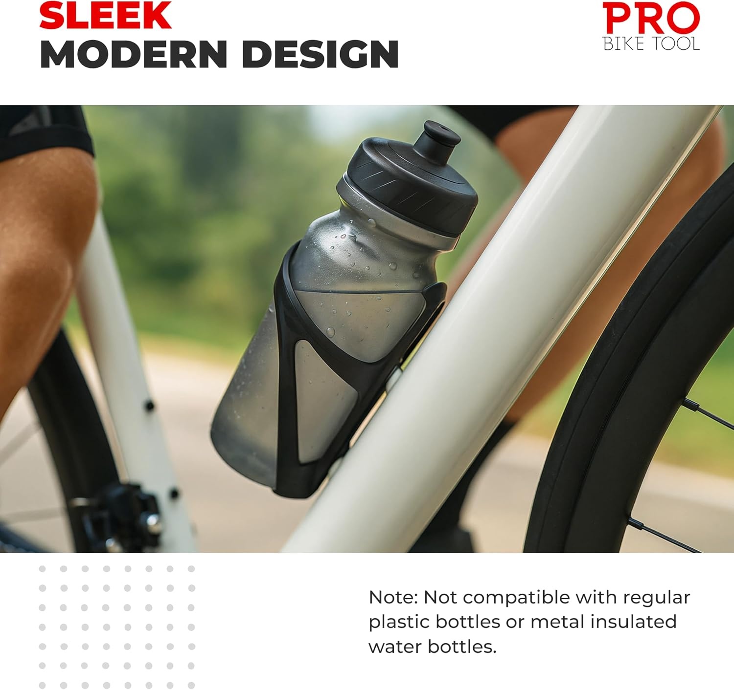 PRO BIKE TOOL Carbon Composite Water Bottle Cage – Lightweight Bike Bottle Holder for Road and Mountain Bikes – Fits 20-33oz Bottles, Easy Installation, High Collar Design – Black, 6.1 x 2.9 in