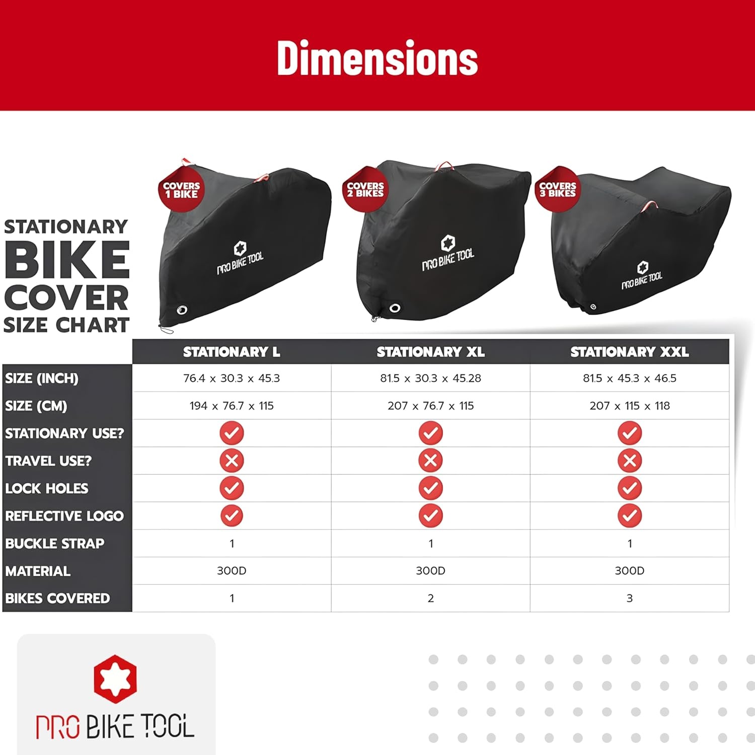 PRO BIKE TOOL Bicycle Cover – Transparent PVC Waterproof Outdoor Bike Cover – Protects from Weather, Dust, Rain, and Scratches – Ideal for Garage with Safety Loops and Storage Bag – 30.3″x81.4″x47.2″(X-Large)