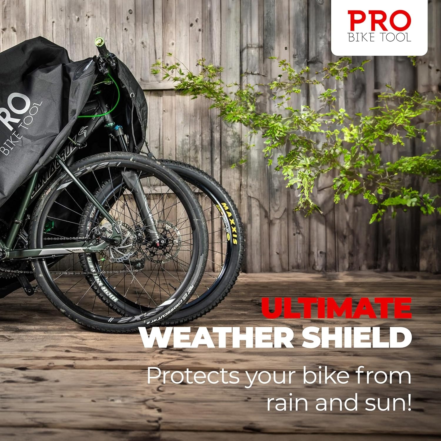 PRO BIKE TOOL Bicycle Cover – Transparent PVC Waterproof Outdoor Bike Cover – Protects from Weather, Dust, Rain, and Scratches – Ideal for Garage with Safety Loops and Storage Bag – 30.3″x81.4″x47.2″(XXL)