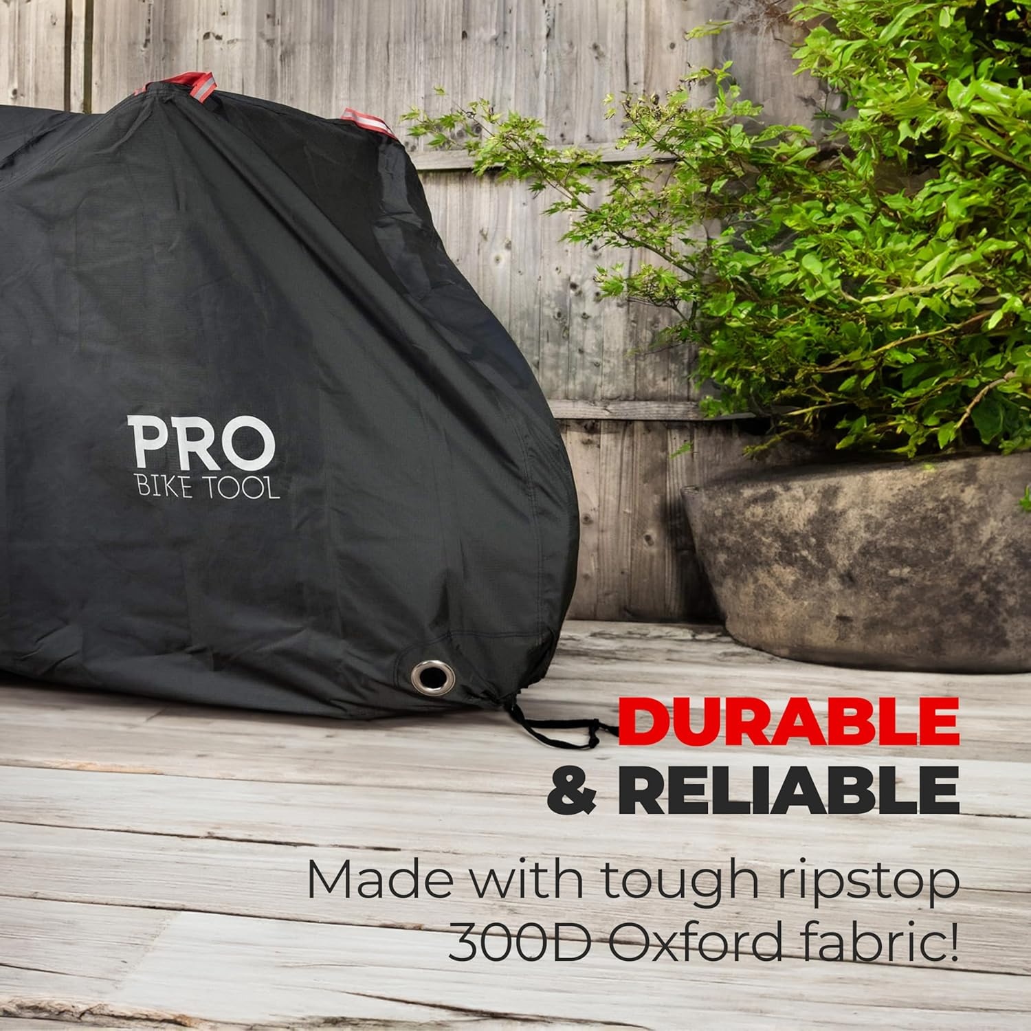 PRO BIKE TOOL Bicycle Cover – Transparent PVC Waterproof Outdoor Bike Cover – Protects from Weather, Dust, Rain, and Scratches – Ideal for Garage with Safety Loops and Storage Bag – 30.3″x81.4″x47.2″(XXL)