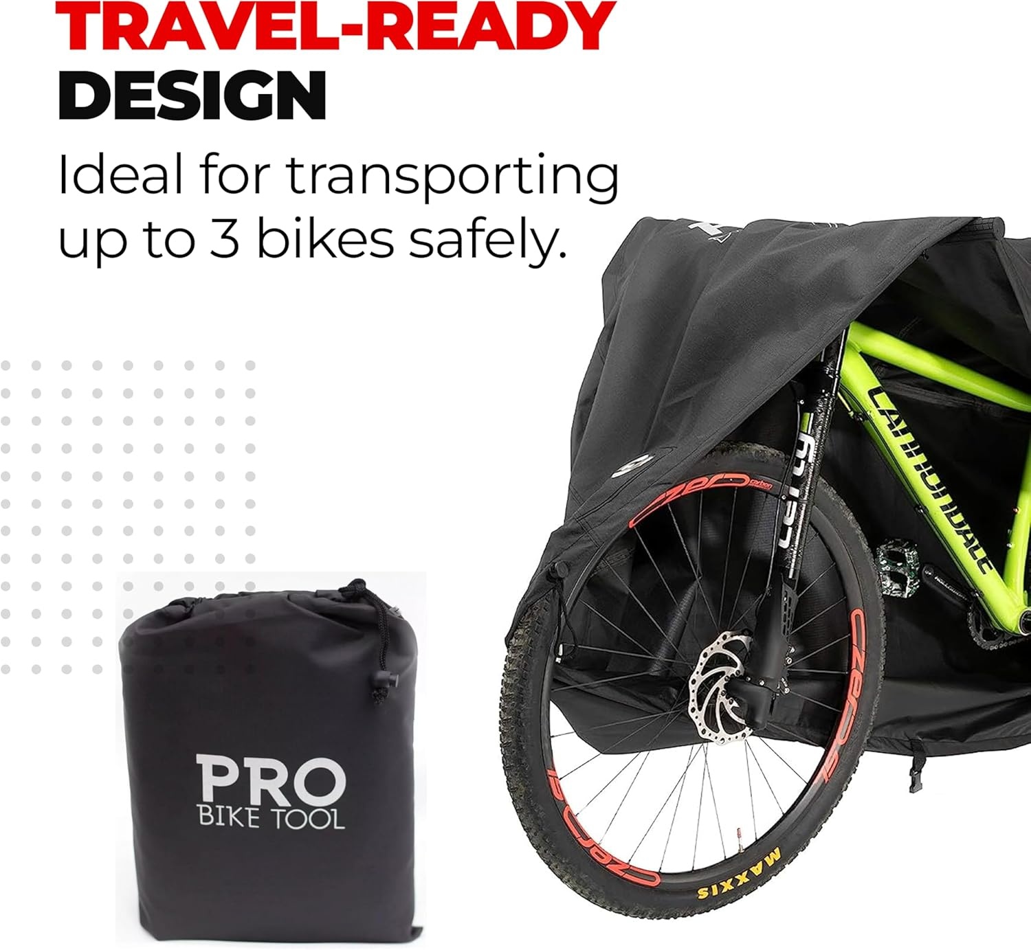 PRO BIKE TOOL Bicycle Cover – Transparent PVC Waterproof Outdoor Bike Cover – Protects from Weather, Dust, Rain, and Scratches – Ideal for Garage with Safety Loops and Storage Bag – 30.3″x81.4″x47.2″(XXL)