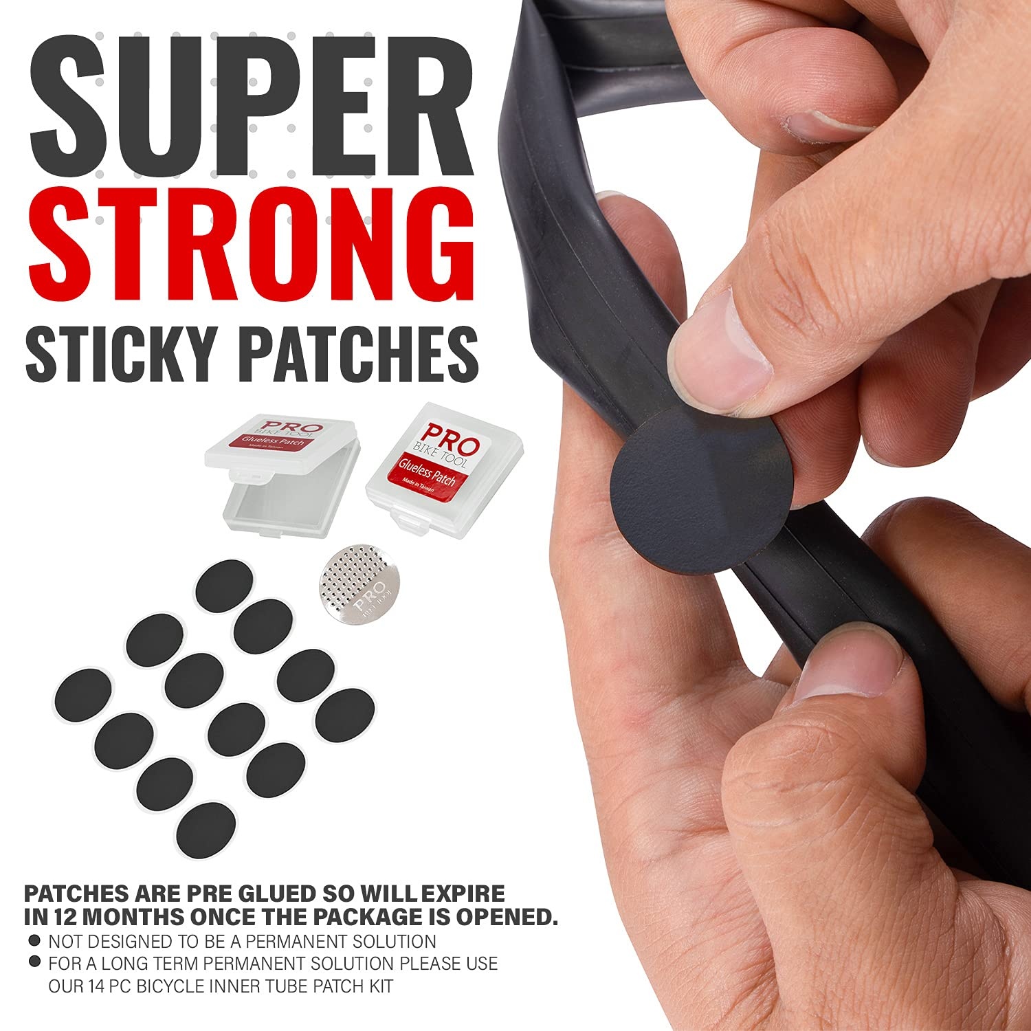 PRO BIKE TOOL Glueless Bike Tire Puncture Repair Patch Kit – 2 Sets Inclus – 24 Patchs Auto-adhésifs Pour la réparation des Chambres à air de vélos – Patches