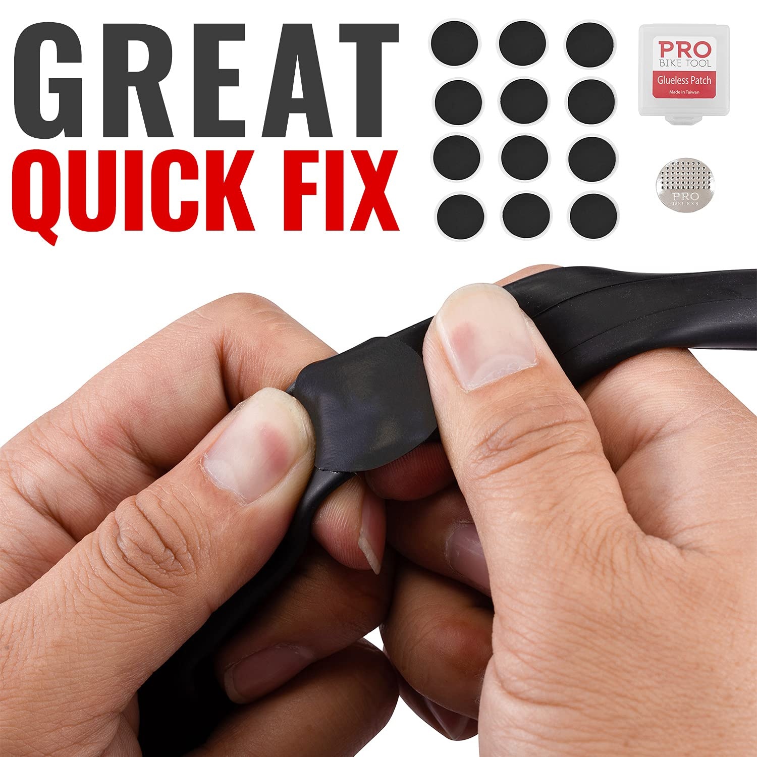 PRO BIKE TOOL Glueless Bike Tire Puncture Repair Patch Kit – 2 Sets Inclus – 24 Patchs Auto-adhésifs Pour la réparation des Chambres à air de vélos – Patches